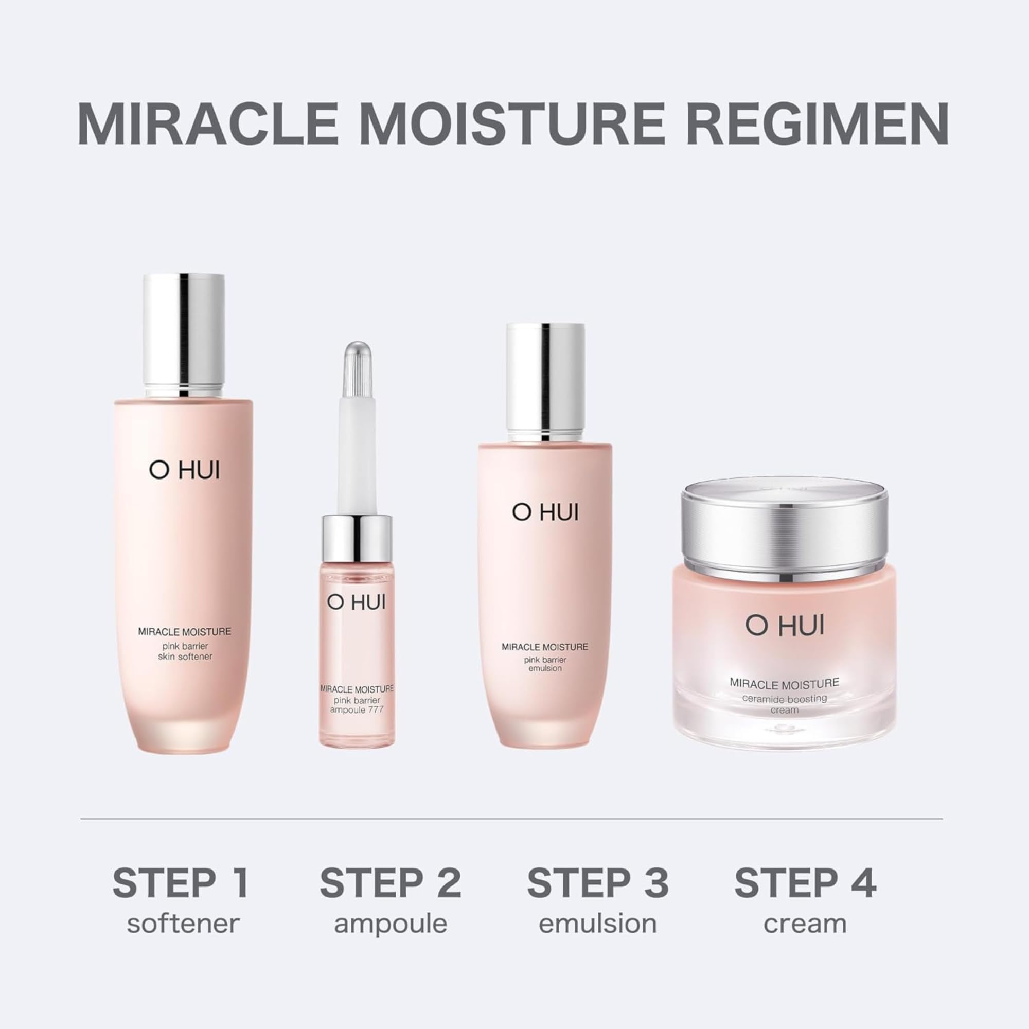 O HUI Miracle Moisture 777 Ampoules - Korean Skin Care Serum with Ceramide, Glycerin & Peptide for Hydration & Skin Glow | Improves Skin Texture & Soothing | Daily Moisturizer & Travel Essential | Perfect for Dry Skin, Night Routine & Post-Travel Skincare Recovery