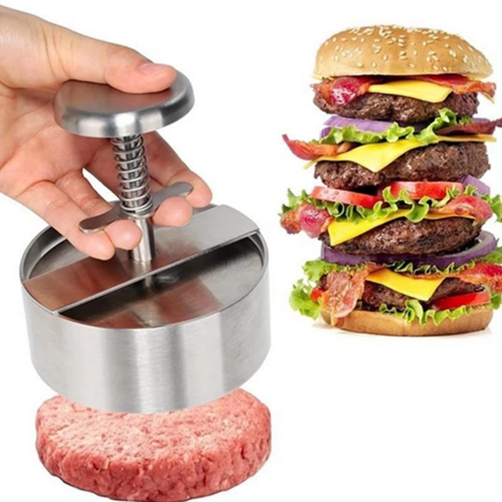 Oukeyi Adjustable Stainless Steel Burger Press - Non-Stick Hamburger Patty Maker for Beef, Veggie & BBQ - Perfect for Grilling, Backyard Cookouts & Restaurant Use