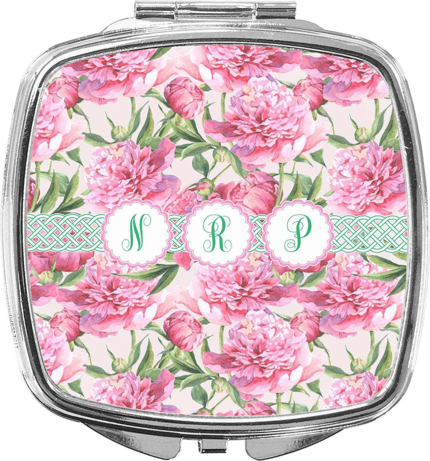 Personalized Watercolor Peonies Compact Makeup Mirror - Elegant Handheld Vanity Mirror for Women, Perfect for Travel, Bridal Makeup & Gift Giving
