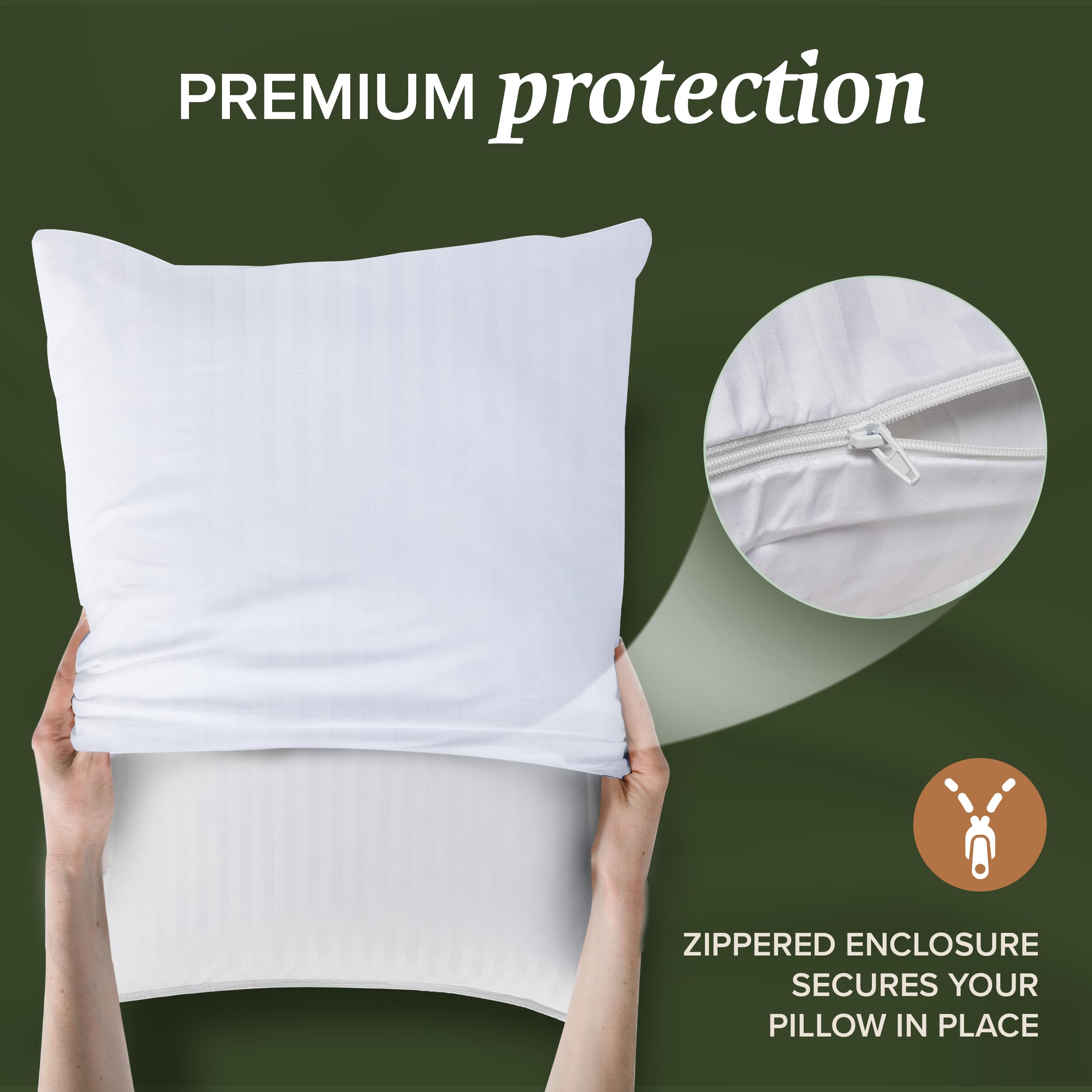Beckham Queen Pillow Protector Set of 2 - Soft Breathable Cotton for Hotels & Home