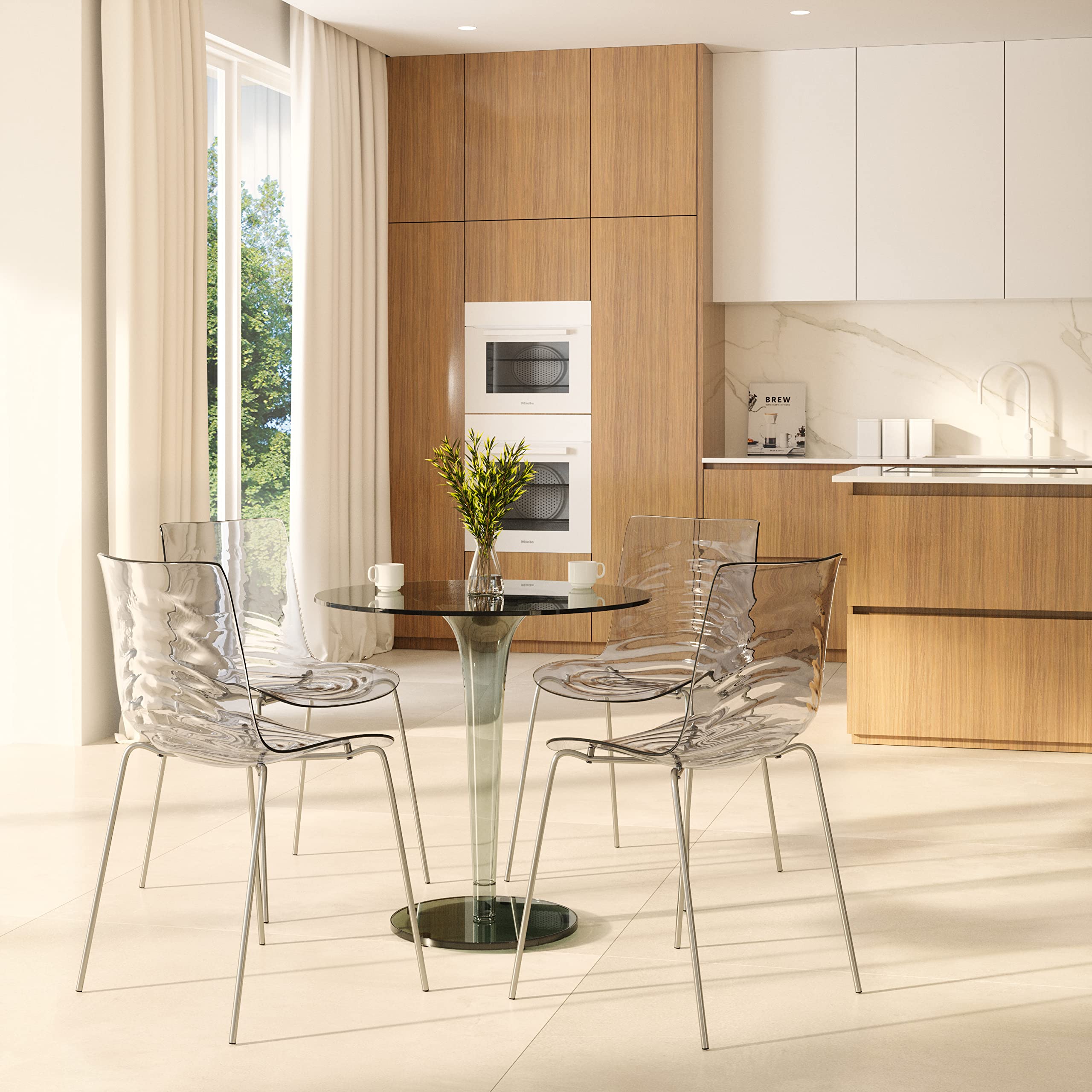 Modern Glass Accent Dining Table - LeisureMod Lonia Contemporary Design for Dining Room, Kitchen, or Office - Stylish & Durable Home Decor