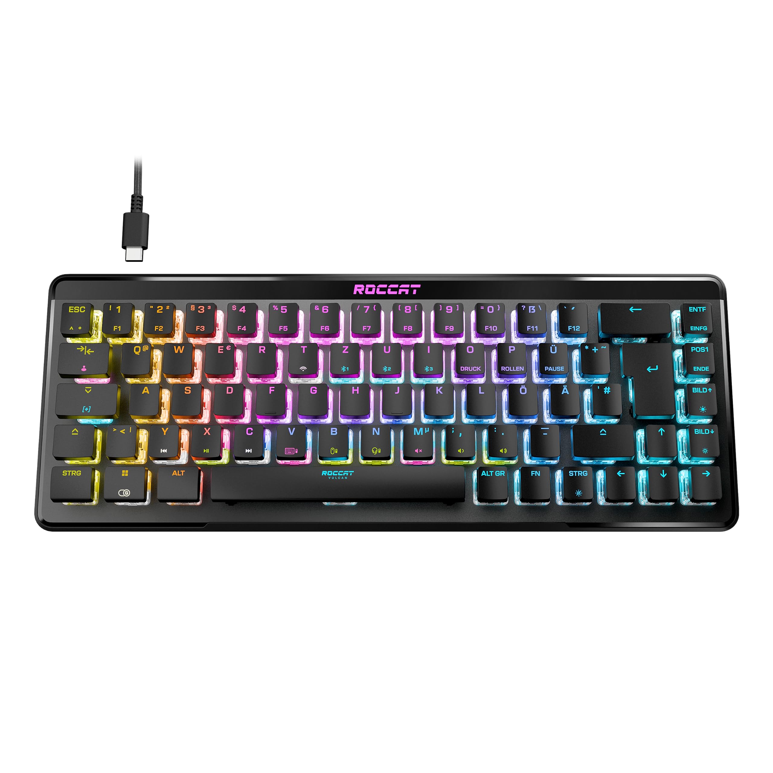 ROCCAT Vulcan II Mini Air 65% Wireless Mechanical Gaming Keyboard - Customizable RGB Lighting, Detachable Cable, Titan II Linear Switches, Aluminum Frame, Black - Perfect for Competitive Gaming & Esports