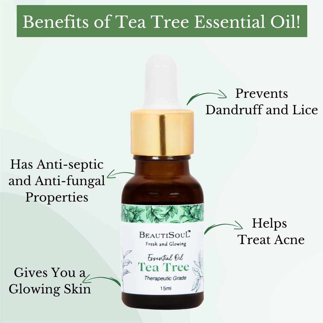 100% Pure USDA Certified Organic Tea Tree Essential Oil for Acne, Dandruff & Aromatherapy | Undiluted Natural Skin Care & Hair Treatment | Therapeutic Grade Essential Oil (15ml) | Perfect for DIY Beauty, Scalp Care & Home Diffuser
