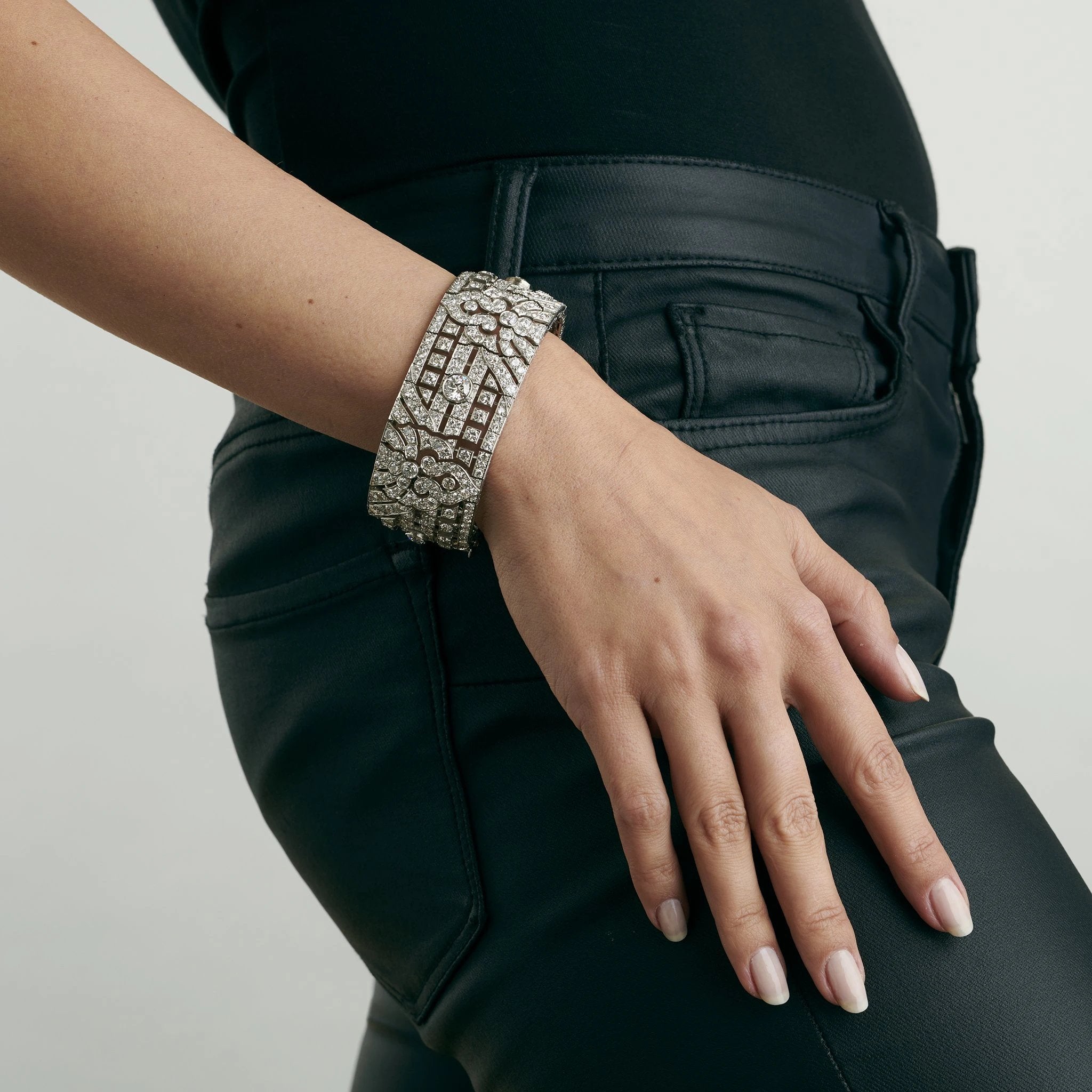 Okrant & Davidonniez Diamond Wide Strap Bracelet for Women - Elegant Cubic Zirconia CZ Tennis Bracelet - Perfect for Weddings, Parties & Special Occasions