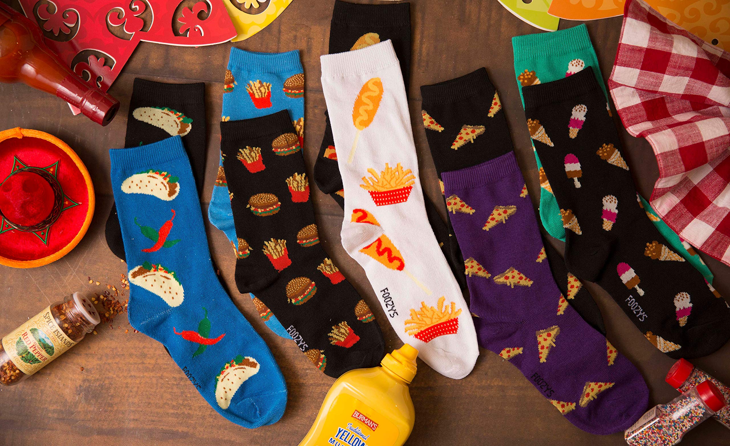 Foozys Women's Fun Ramen Novelty Crew Socks - 2 Pairs Pack | Cute Food & Drink Themed Socks for Casual Wear, Gift Giving & Anime Cosplay