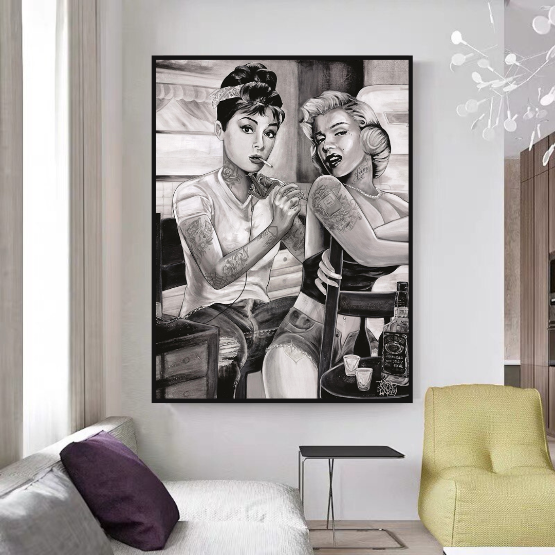 Vintage Audrey Hepburn & Marilyn Monroe Tattoo Art - Classic Hollywood Inspired Designs for Tattoo Lovers & Wall Decor