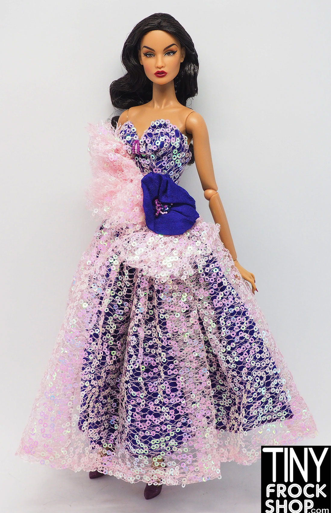 12-Pack Fashion Dolls with Iridescent Pink Mini Sequin Dresses & Purple Ball Gowns - Perfect for Birthday Gifts, Party Favors, and Kids' Dress-Up Play
