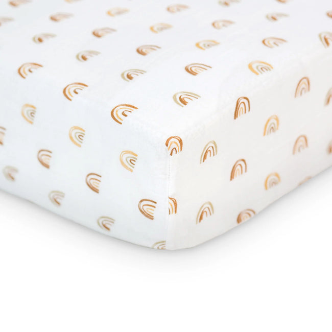 Lulujo Boho Crib Sheet - Rainbow Print Baby Crib Fitted Sheet | Soft Cotton Nursery Bedding for Boys & Girls | Perfect for Nursery Decor, Baby Showers & Photoshoots