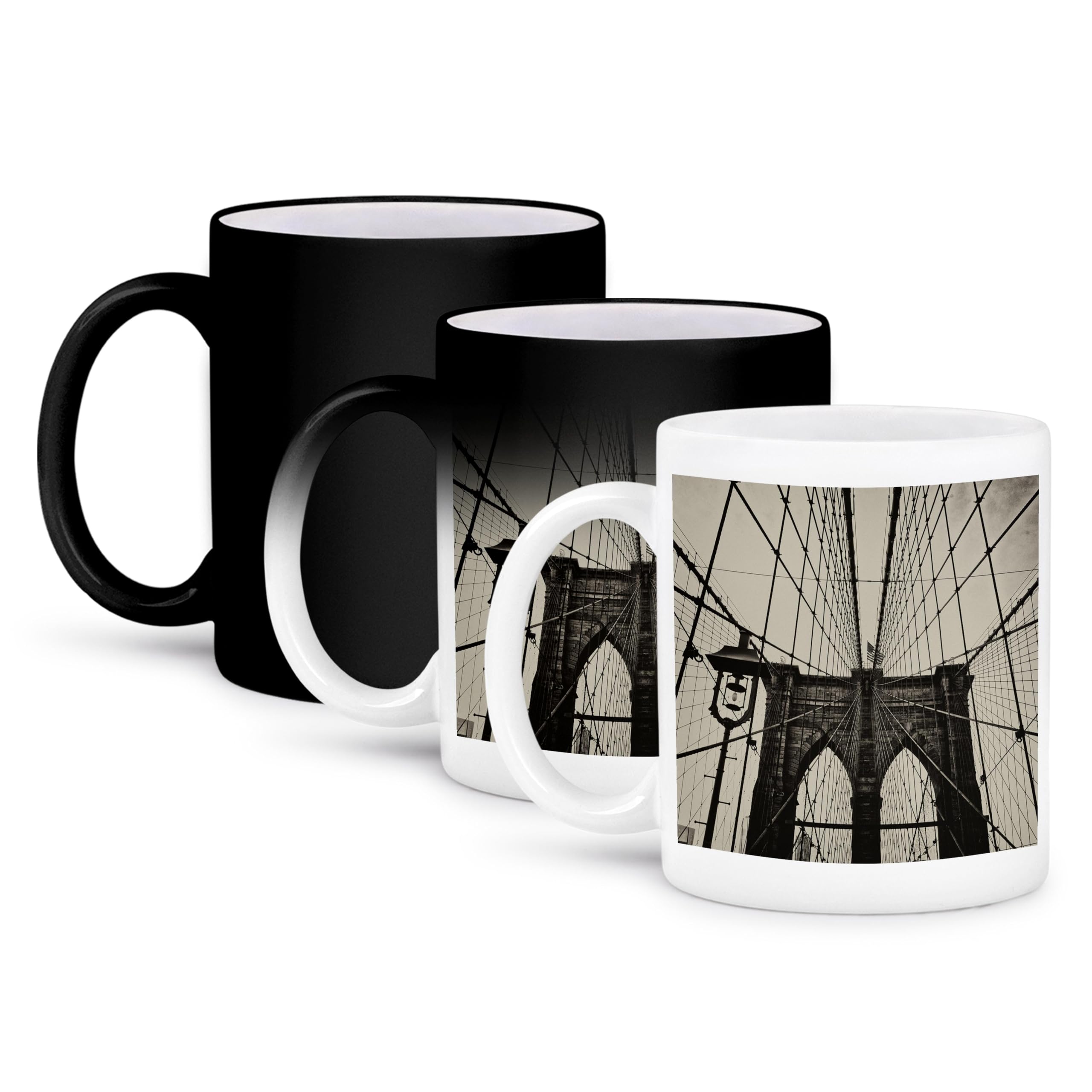3D Rose 11oz Coffee Mug - Vintage Sepia Wet Plate Brooklyn Bridge Design - Funny Travel Themed Gift for Coffee Lovers - Perfect for Office, Home Use & Gifts