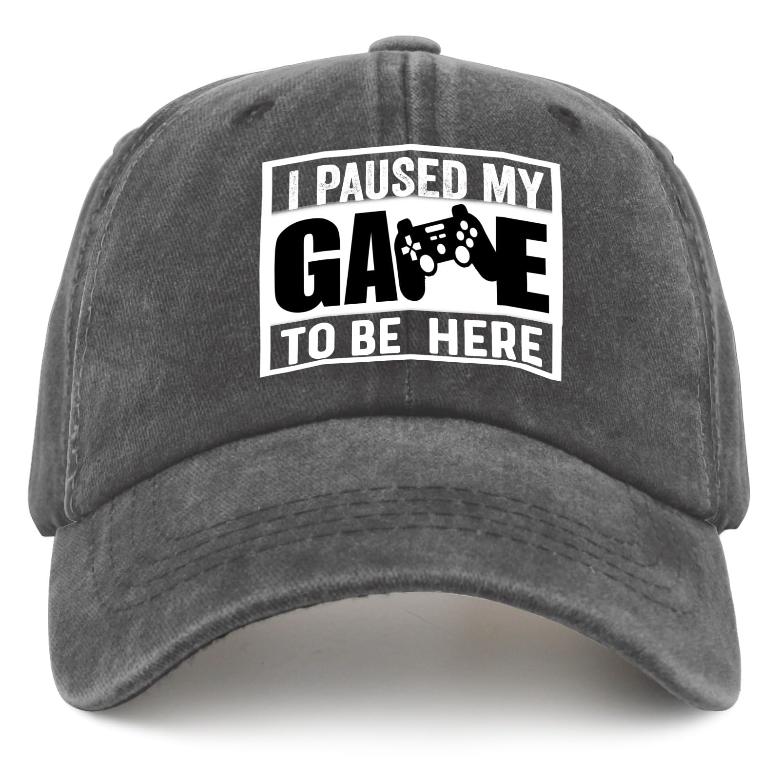 Funny 'I Paused My Game to Be Here' Pigment Black Trucker Hat for Men - Best Gifts for Dad, Running & Outdoor Activities Hat - Perfect for Father's Day, BBQ Parties & Summer Adventures