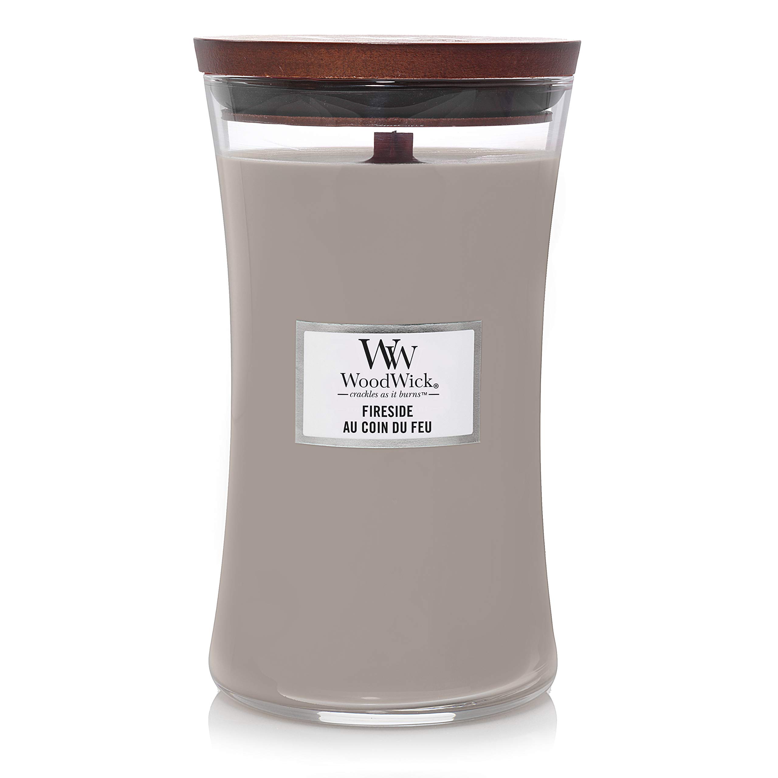 WoodWick Scented Candle with Crackling Wick - Fireside Large Hourglass Candle, Long Lasting 130 Hours Burn Time, Natural Soy Wax, Christmas Gift for Women - Perfect for Relaxation, Home Decor & Cozy Evenings by the Fireplace
