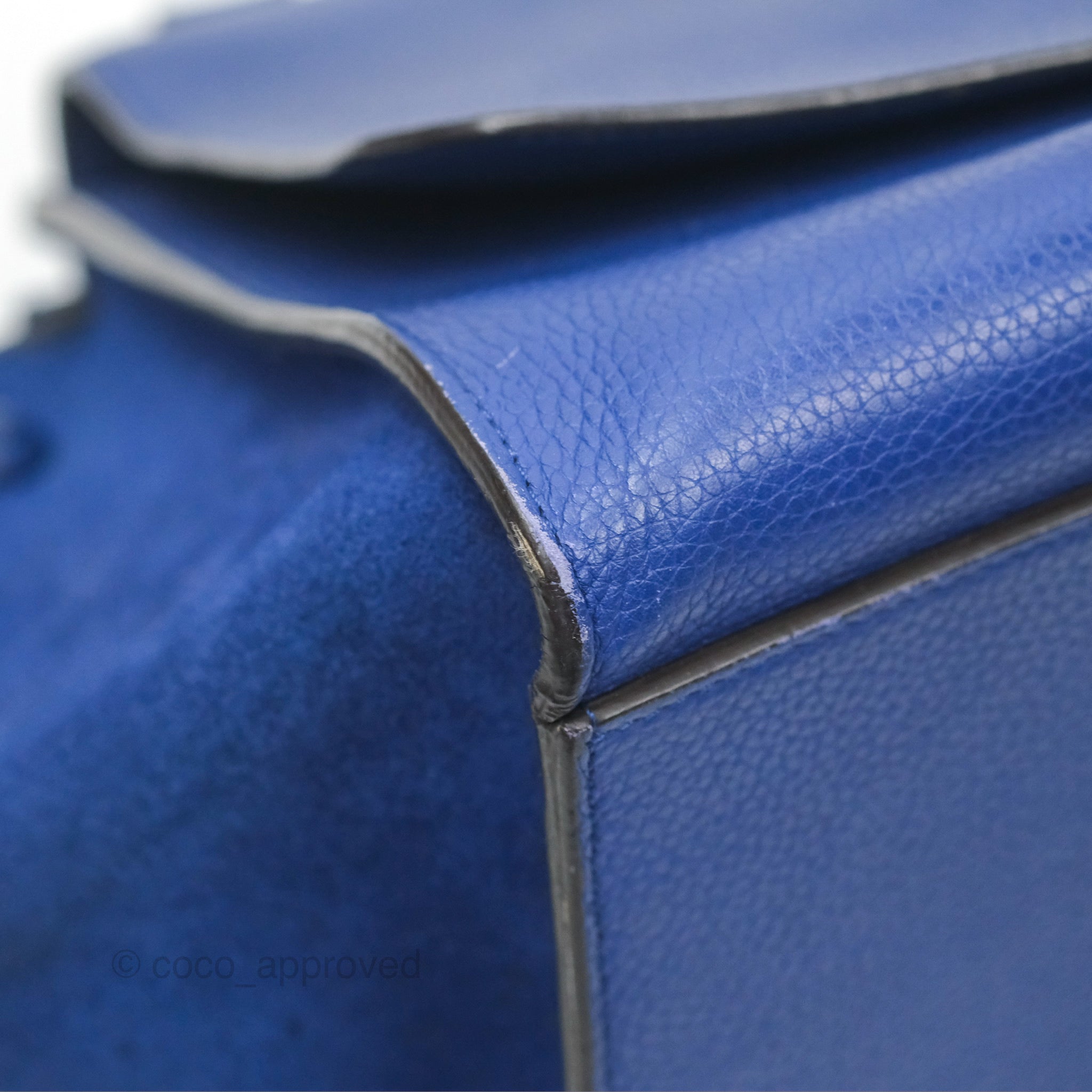 Celine Small Sleek Trapeze Handbag in Blue Calfskin Leather - Perfect for Work, Travel & Everyday Luxury