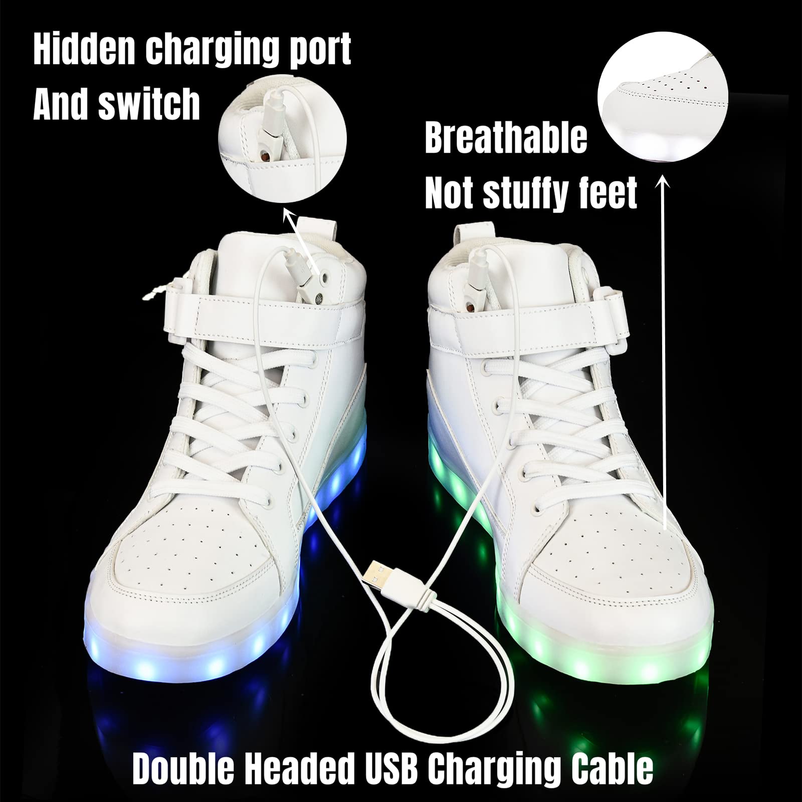 IGxx LED Light Up Shoes for Kids - High Top Glowing Sneakers for Boys & Girls - Fashionable & Fun for Nighttime Play, Parties & Outdoor Activities
