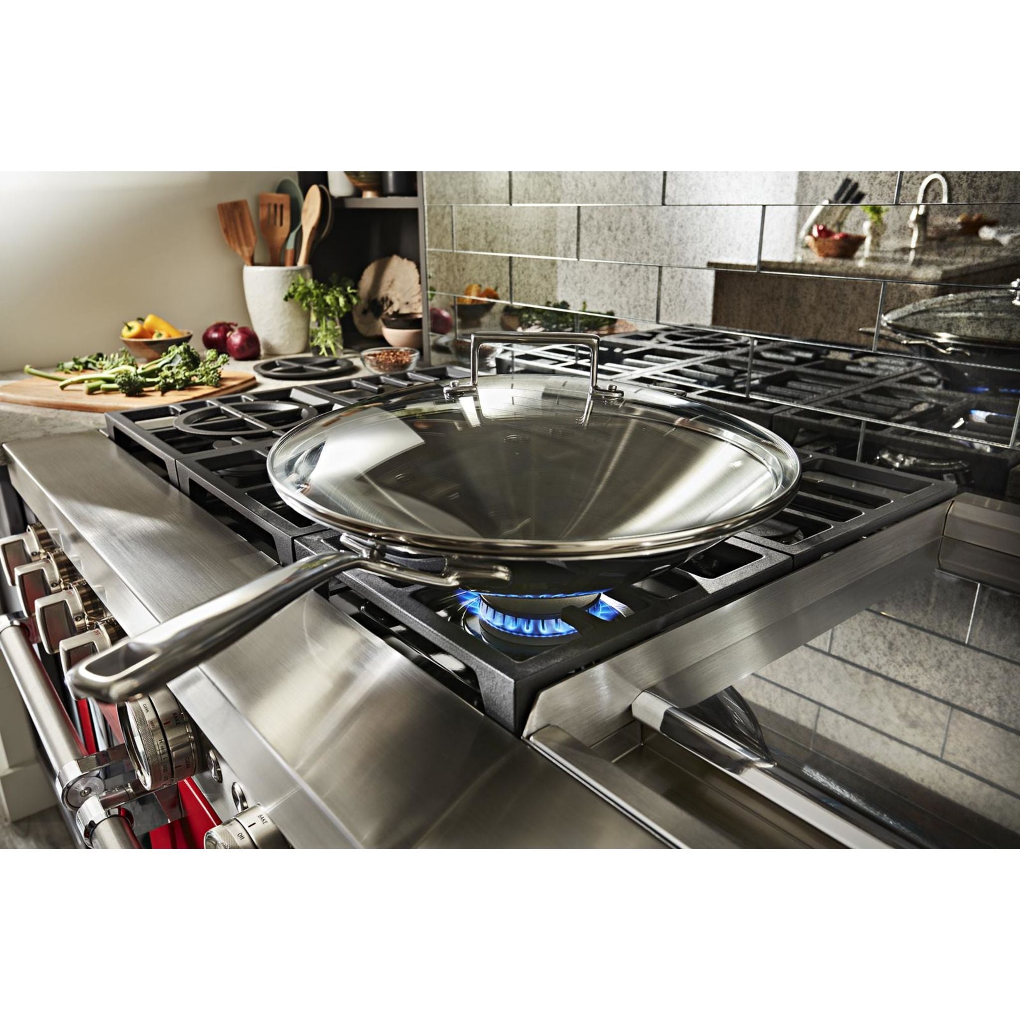KitchenAid KFDC558JPA 30-Inch Dual Fuel Range with 5 Burners - Passion Red | Professional Gas Cooktop & Electric Oven | Perfect for Home Chefs & Modern Kitchens