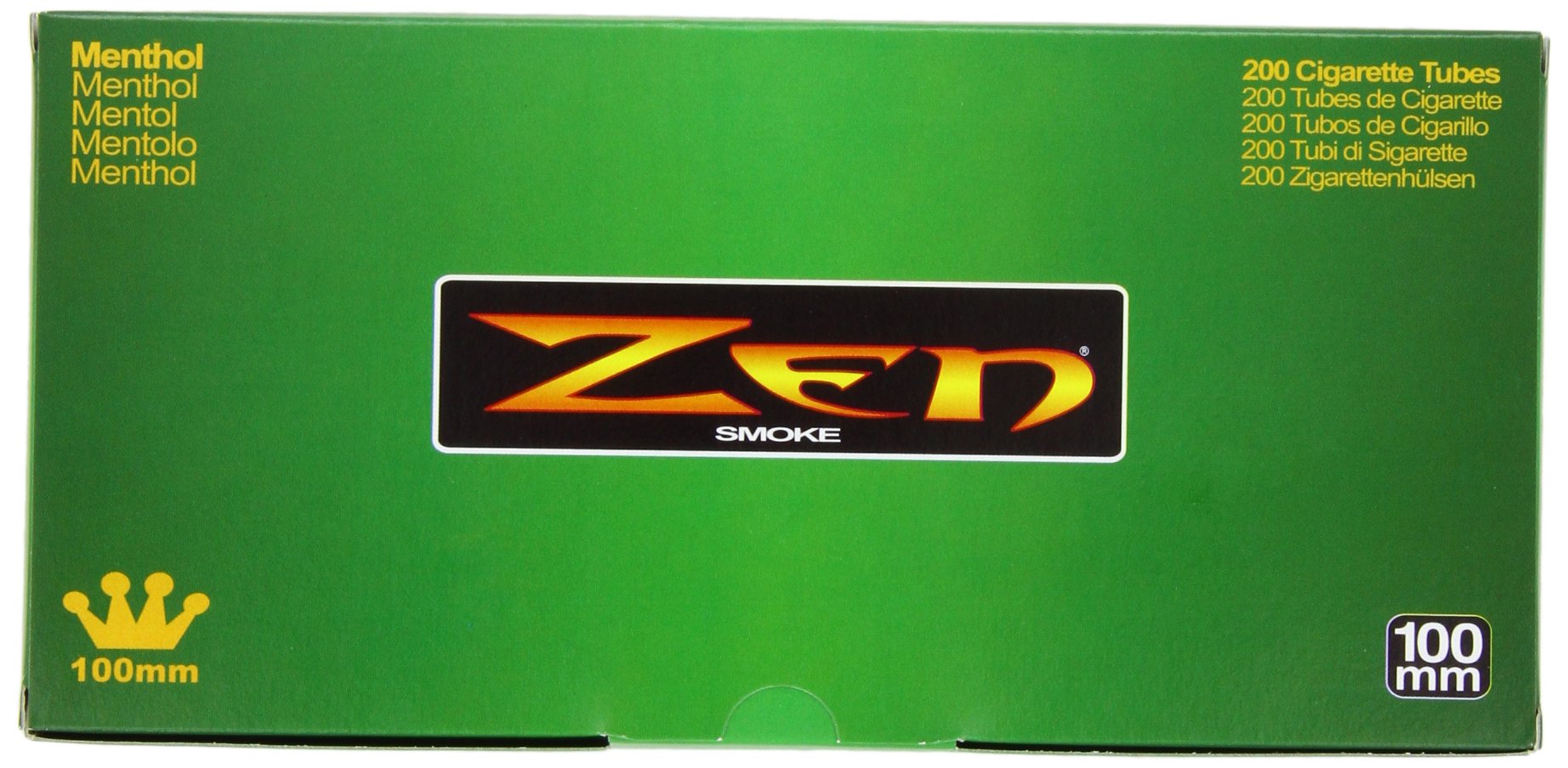 Zen Menthol 100mm Cigarette Tubes - 200 Count Box | Premium Rolling Tubes for Smooth Menthol Cigarettes | Perfect for DIY Cigarette Making at Home or Travel