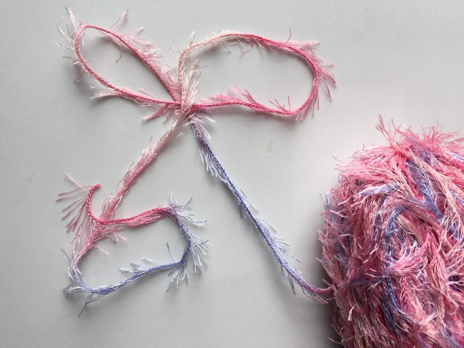 Lovely Lash #105 Pink & Lilac Eyelash Yarn - 50g Soft Chunky Knitting Yarn for DIY Scarves, Blankets & Amigurumi - Perfect for Crochet & Knitting Projects