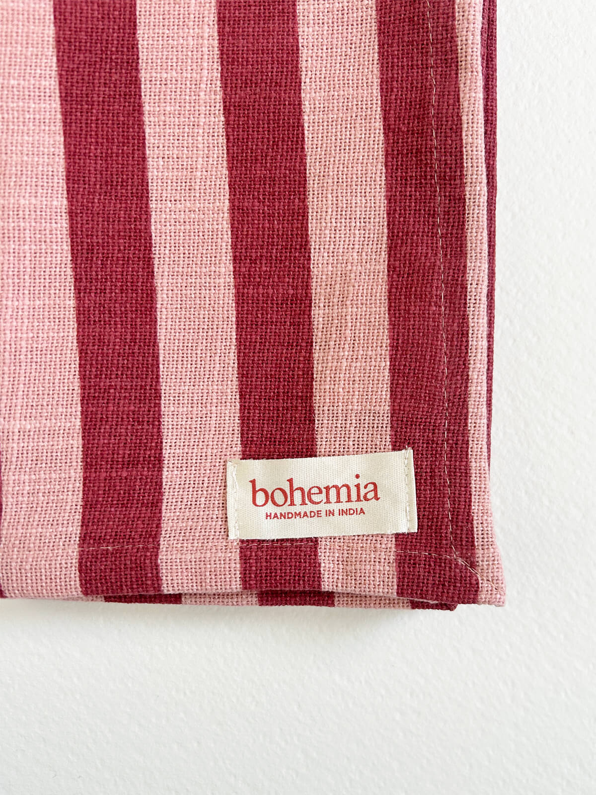Jaipur Stripe Cotton Tea Towel - Pomegranate Red Kitchen Towel for Drying Dishes, Cleaning & Decor | Dish Towel Set for Home, Restaurant & Gift Giving