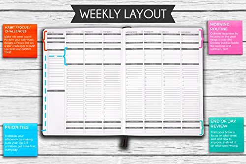 Black Undated Full Year Weekly Planner - 12 Month Productivity Planner with Spring Sticky Notes by Panda Planner | Perfect for Work, School & Personal Organization | Goal Setting & Time Management Planner for Professionals & Students