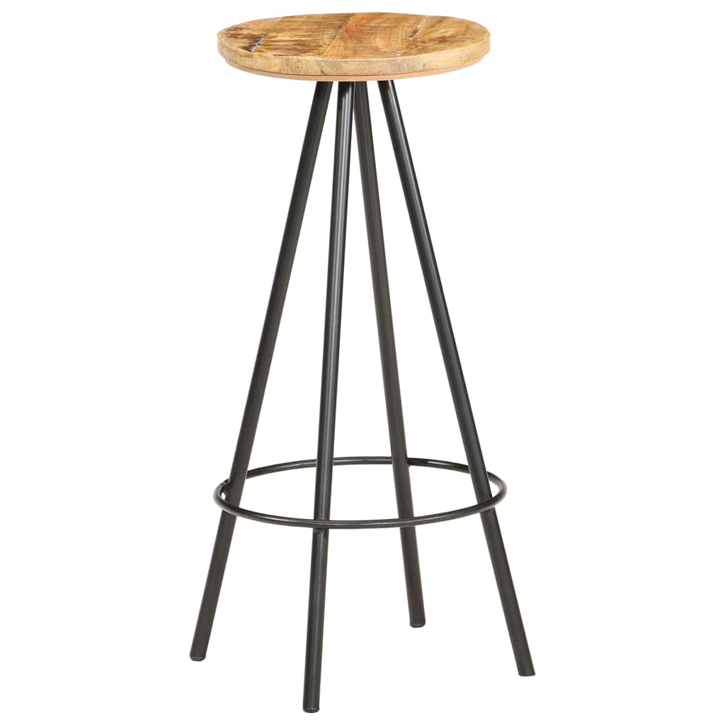 2-Pack Solid Rough Mango Wood Bar Stools - Rustic Kitchen Counter, Pub & Dining Room Chairs for Indoor Use - Perfect for Breakfast Nook, Home Bar & Restaurant Seating