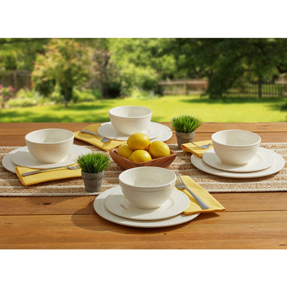 Italian Countryside® 12-Piece Melamine Outdoor Dinnerware Set - Durable & Lightweight, Service for 4 - Perfect for Patio, Picnic, Camping & Outdoor Dining