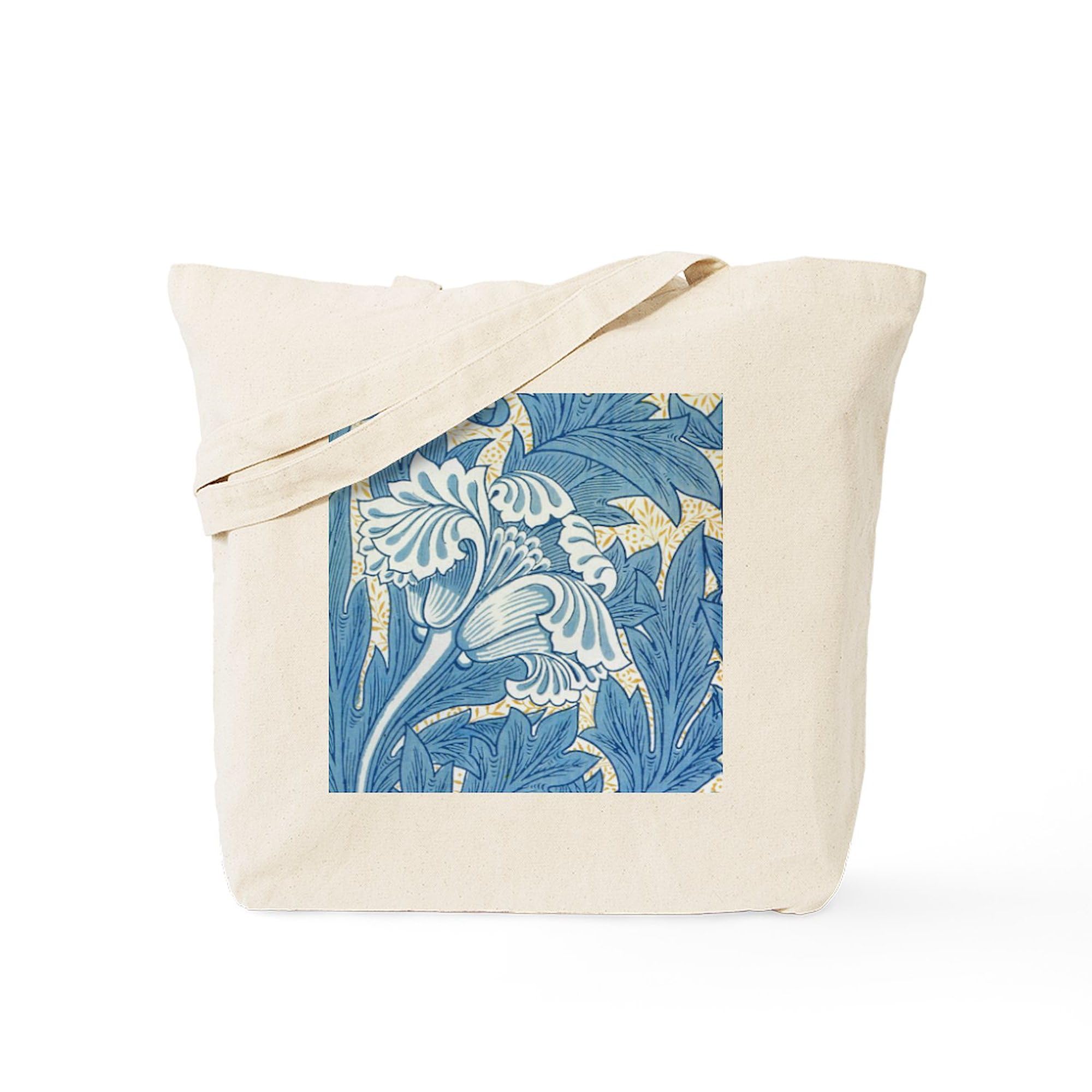 Morris Tulip Blue Design Natural Canvas Tote Bag - Eco-Friendly Reusable Shopping Bag for Groceries, Beach & Daily Use | CafePress