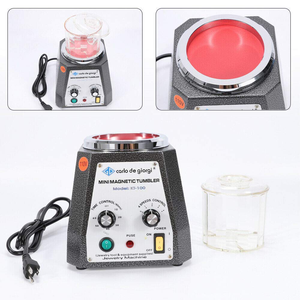 3.93 Inch Mini Magnetic Jewelry Polisher Tumbler - 4 Speed Control (2000 RPM) for Grinding & Polishing Gemstones, Diamonds & Metals | Compact 100mm Magnetic Finishing Machine for Jewelry Makers & DIY Enthusiasts | Perfect for Home Workshops & Professional Jewelry Studios