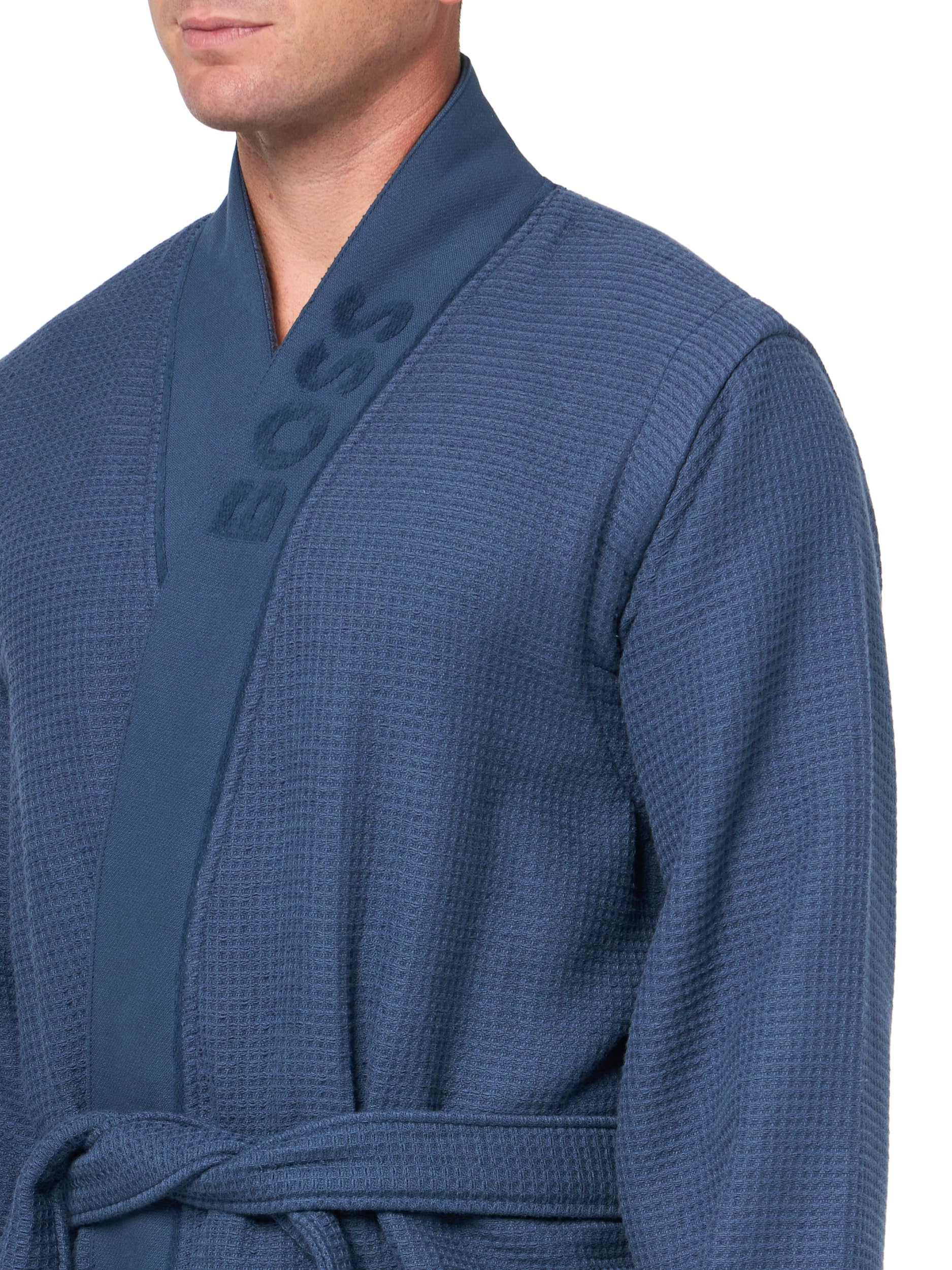 BOSS Men's Waffle Kimono Robe - Soft & Comfortable Bathrobe for Spa, Lounge & Home Relaxation