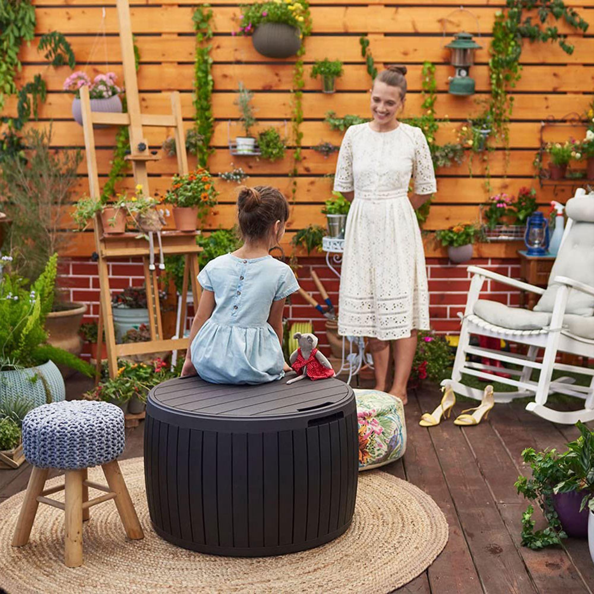 Keter 37 Gallon Outdoor Storage Deck Box - Waterproof Patio Furniture Organizer, Weather-Resistant Garden Table Bin in Brown - Perfect for Backyard, Deck, and Poolside Storage