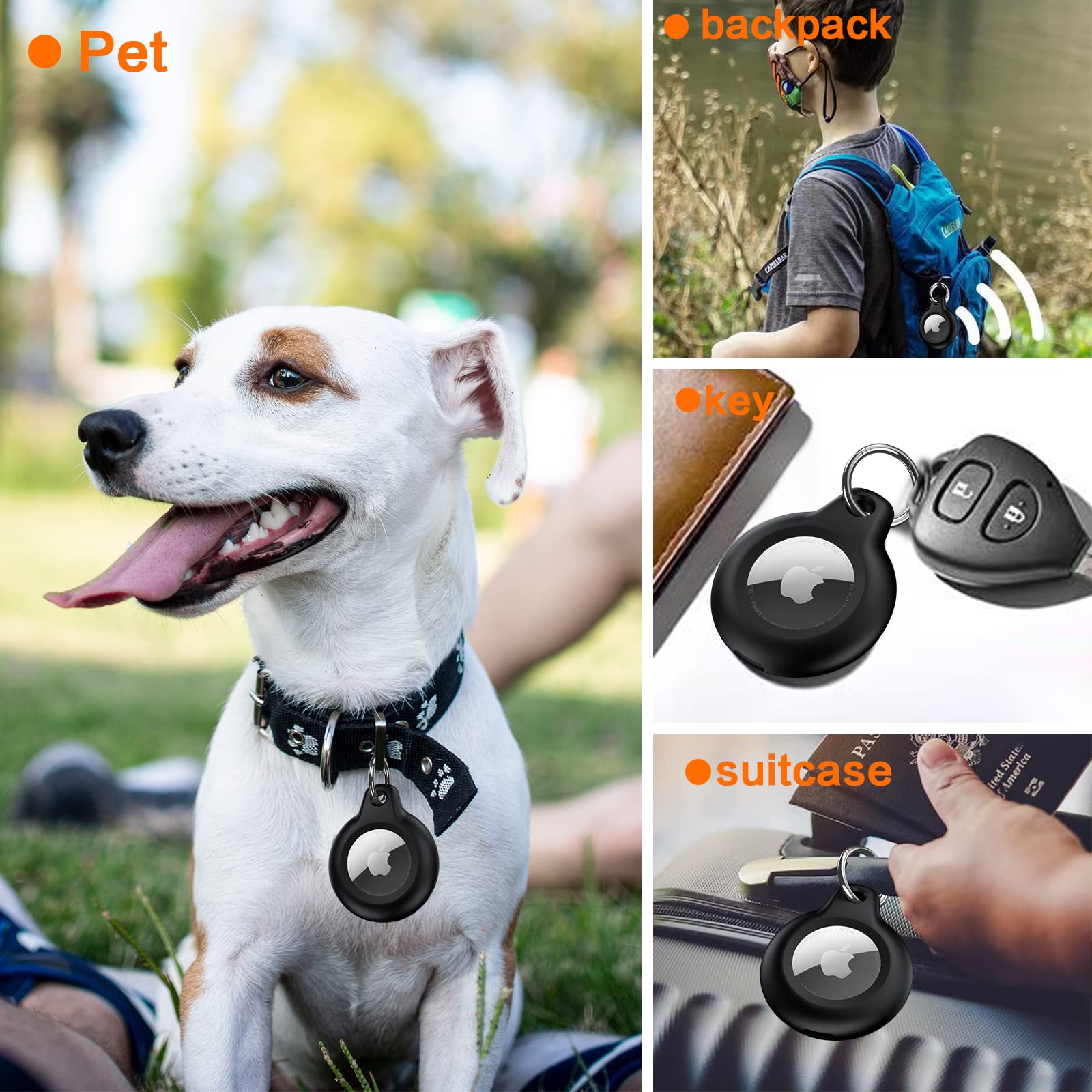 Waterproof & Shockproof Airtag Keychain Case (2 Pack) - Anti-Scratch Apple AirTag Holder with Key Ring for Dog Collar, Wallet, Luggage Tracking - Black & Blue | Perfect for Travel, Pets & Everyday Item Security