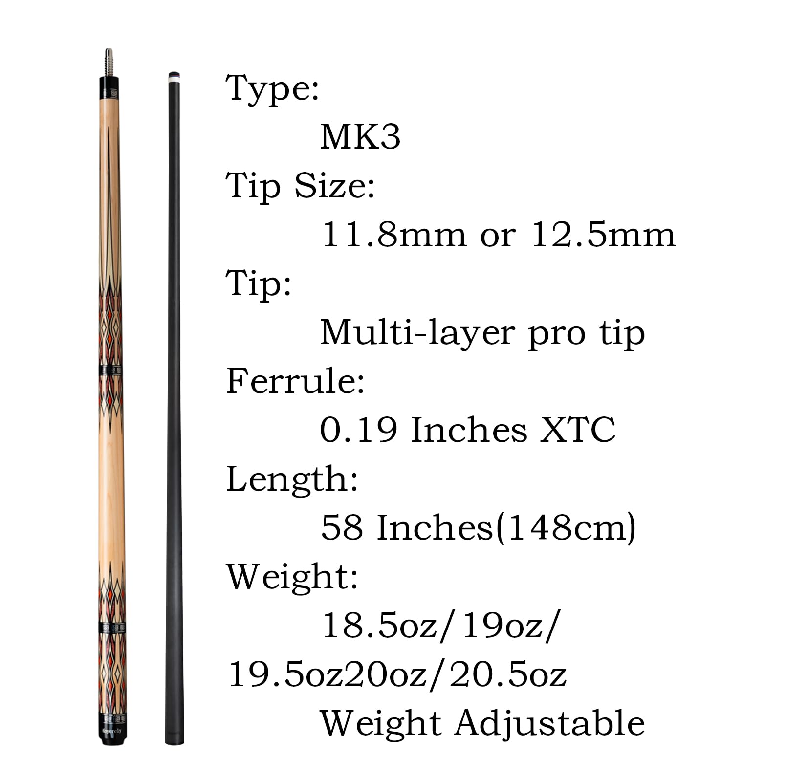 Premium Carbon Fiber Pool Cue - 11.8mm & 12.5mm Low Deflection Professional Billiard Stick with Protective Case | Perfect for Tournament Play & Home Game Rooms