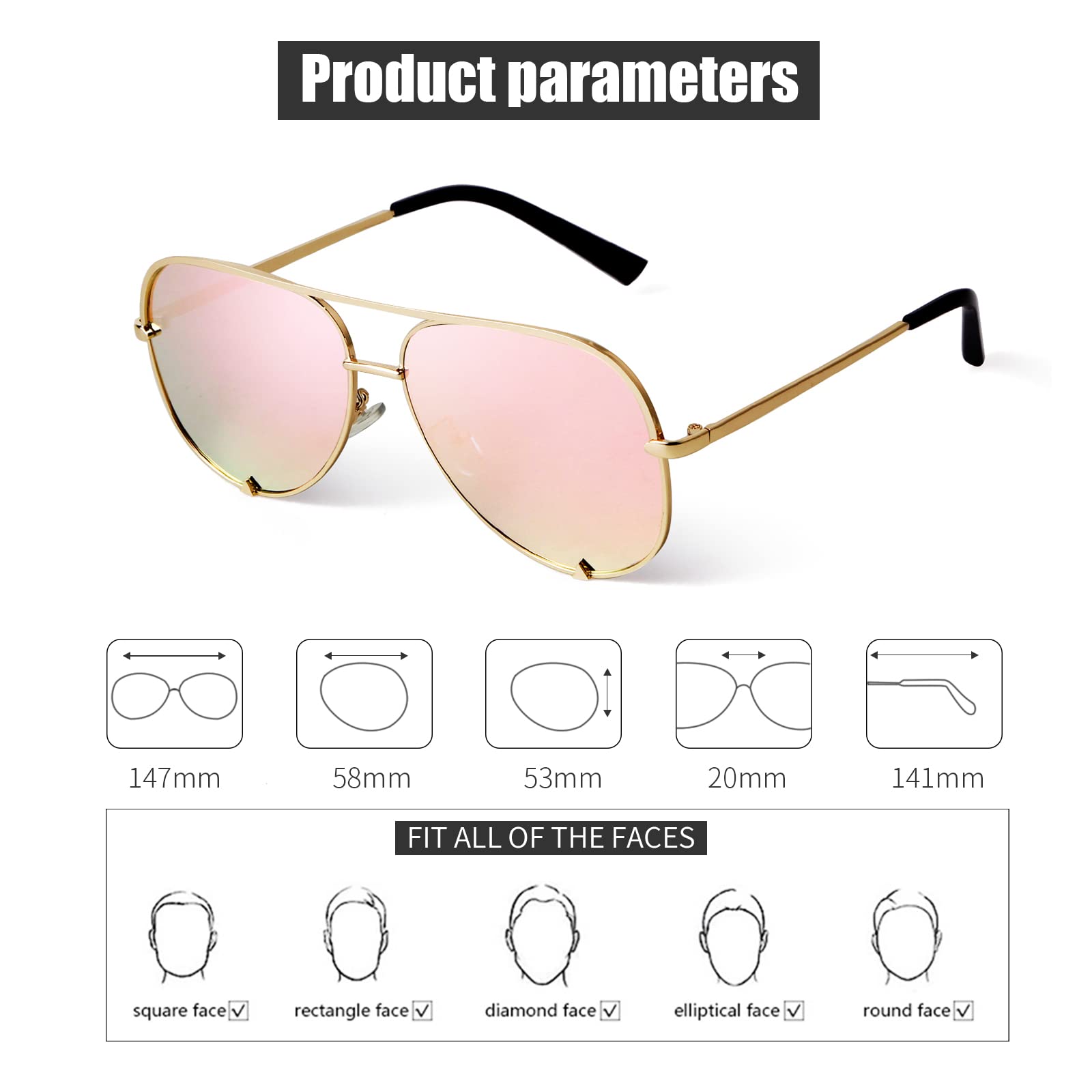 Trendy Retro SORVINO Oversized Aviator Sunglasses for Women & Men - UV Protection Classic Black Faded Lenses | Perfect for Driving, Beach Vacations & Outdoor Activities
