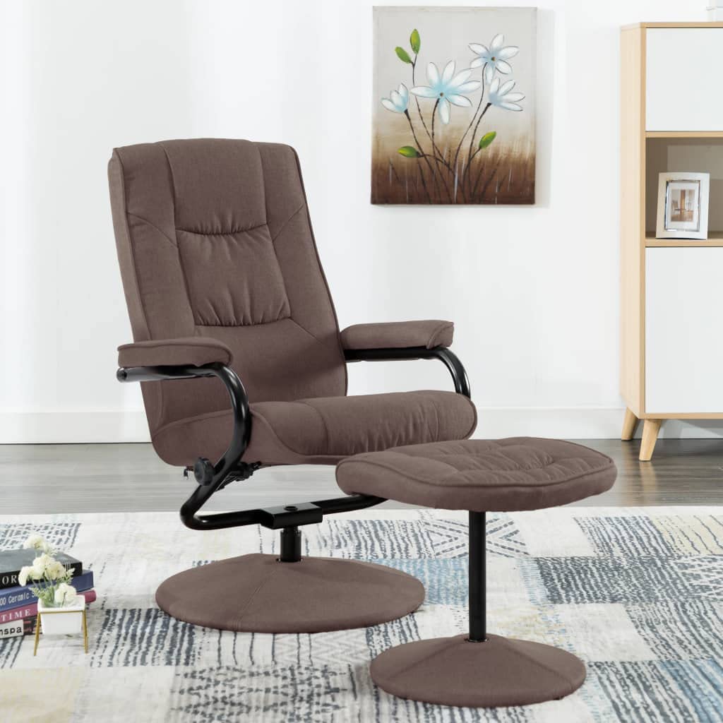 Comfortable Brown Fabric Reclining Lounge Chair with Footrest - Padded Seat Sofa for Home Theater, Living Room & Reading - Single Recliner Chair for Relaxation