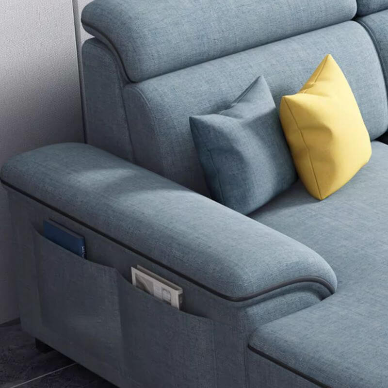 L-Shaped Right Chaise Sofa with Concealed Support & Solid Wood Frame - Perfect for Living Room, Home Theater, and Small Spaces