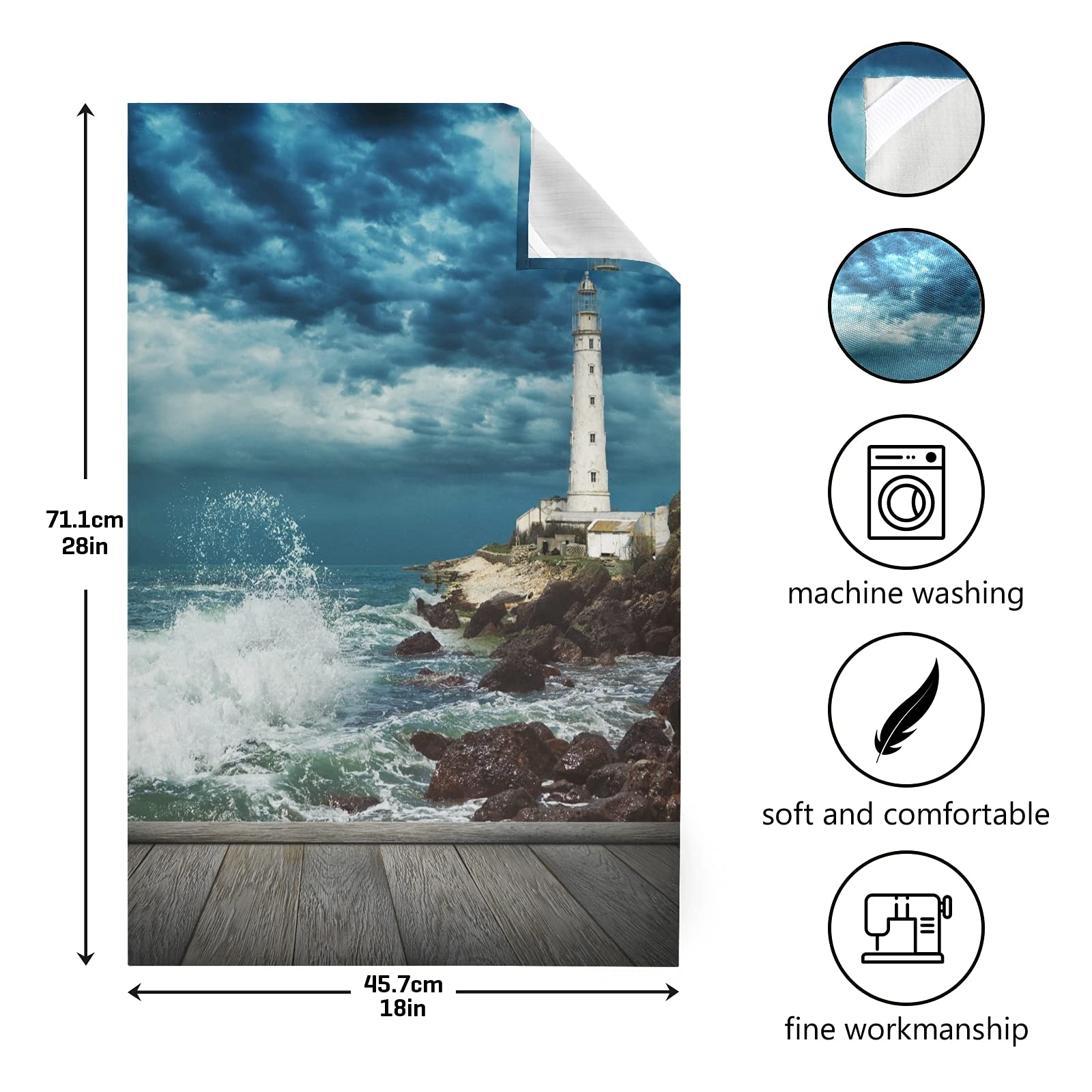 ALAZA Decorative Lighthouse & Wood Pier Kitchen Dish Towel - Soft, Absorbent 18x28 Inch Hand Towel for Cooking, Cleaning & Home Decor - Perfect for Farmhouse, Coastal & Rustic Kitchens