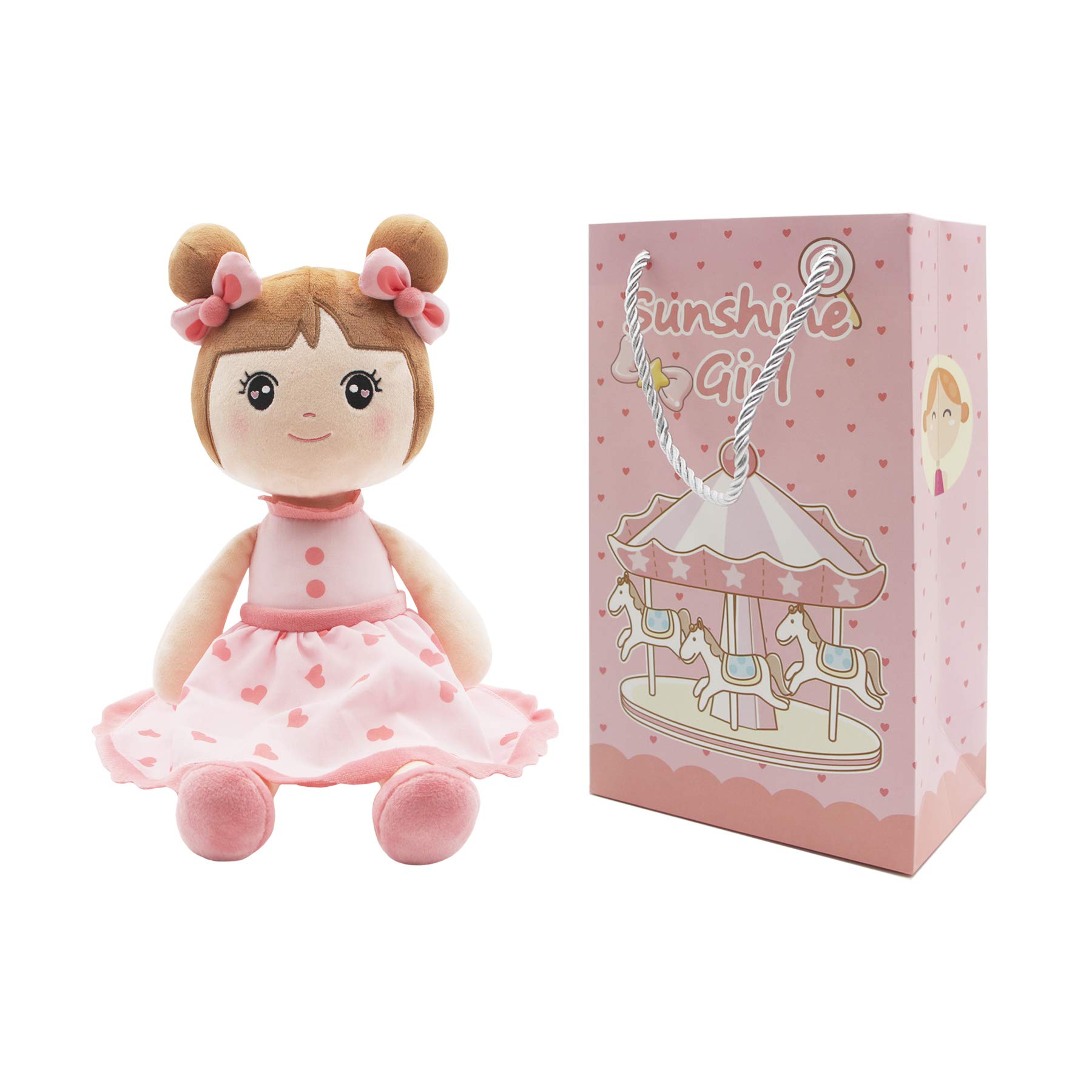 Maxshop 17'' Super Soft Plush Doll - Cute Baby Girl Stuffed Animal Toy with Gift Box (Pink) | Perfect Birthday Gift, Nursery Decor & Cuddly Companion