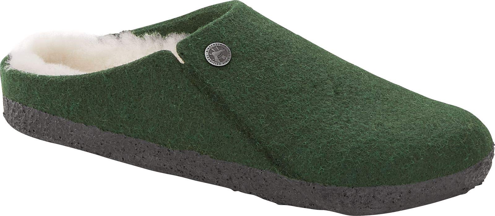 Birkenstock Men's Zermatt Wool Felt Shearling Slippers - Warm Winter House Shoes for Men, Forest Green, Size 46 EU (US Men's 12-12.5) - Perfect for Cozy Indoor Lounging & Relaxation at Home