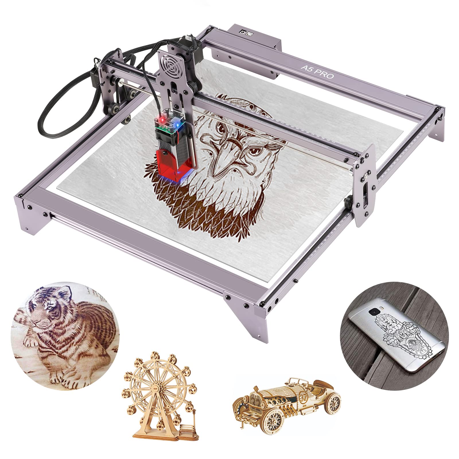 40W A5 Pro Laser Engraving & Cutting Machine - 410x400mm High Precision CNC Engraver with 5.5W Compressed Spot LD - Perfect for DIY Crafts, Woodworking, Metal Marking & Personalized Gifts - by ATOMSTACK