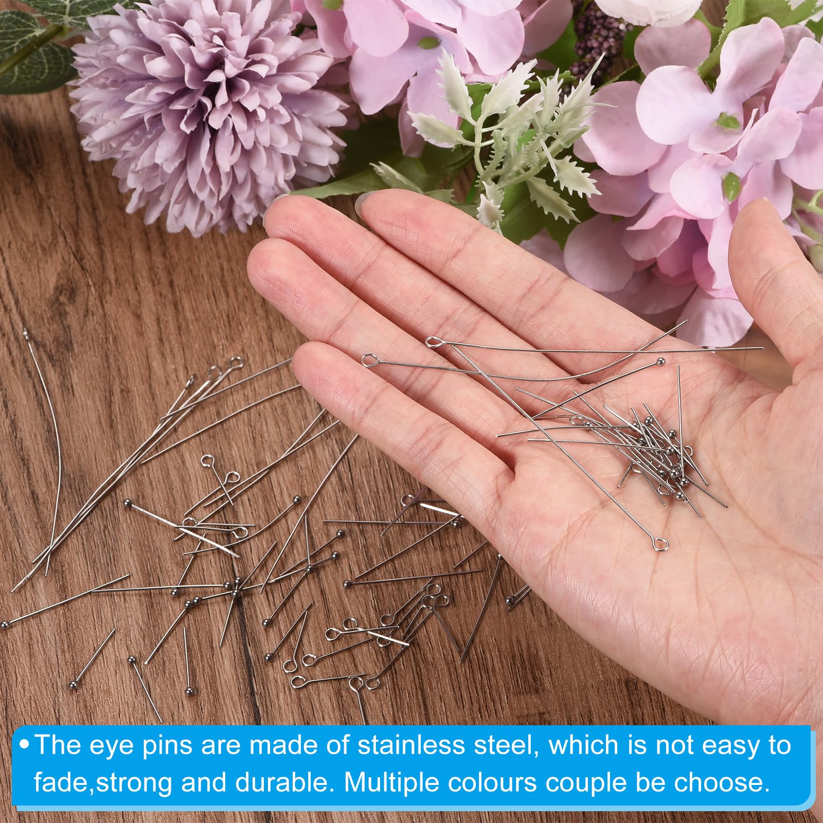 PATIKIL 200Pcs 304 Stainless Steel Jewelry Eye Pins - 30mm 22 Gauge Silver Open Eye Pins for DIY Jewelry Making, Necklaces, Bracelets & Earrings | Perfect for Crafting, Beading & Handmade Jewelry Designs