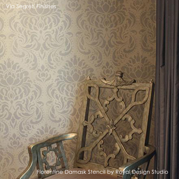 Florentine Damask Wall Stencil - Reusable DIY Painting Template for Home Decor, Accent Walls, and Furniture Upcycling | Perfect for Bedrooms, Living Rooms, and Wedding Backdrops