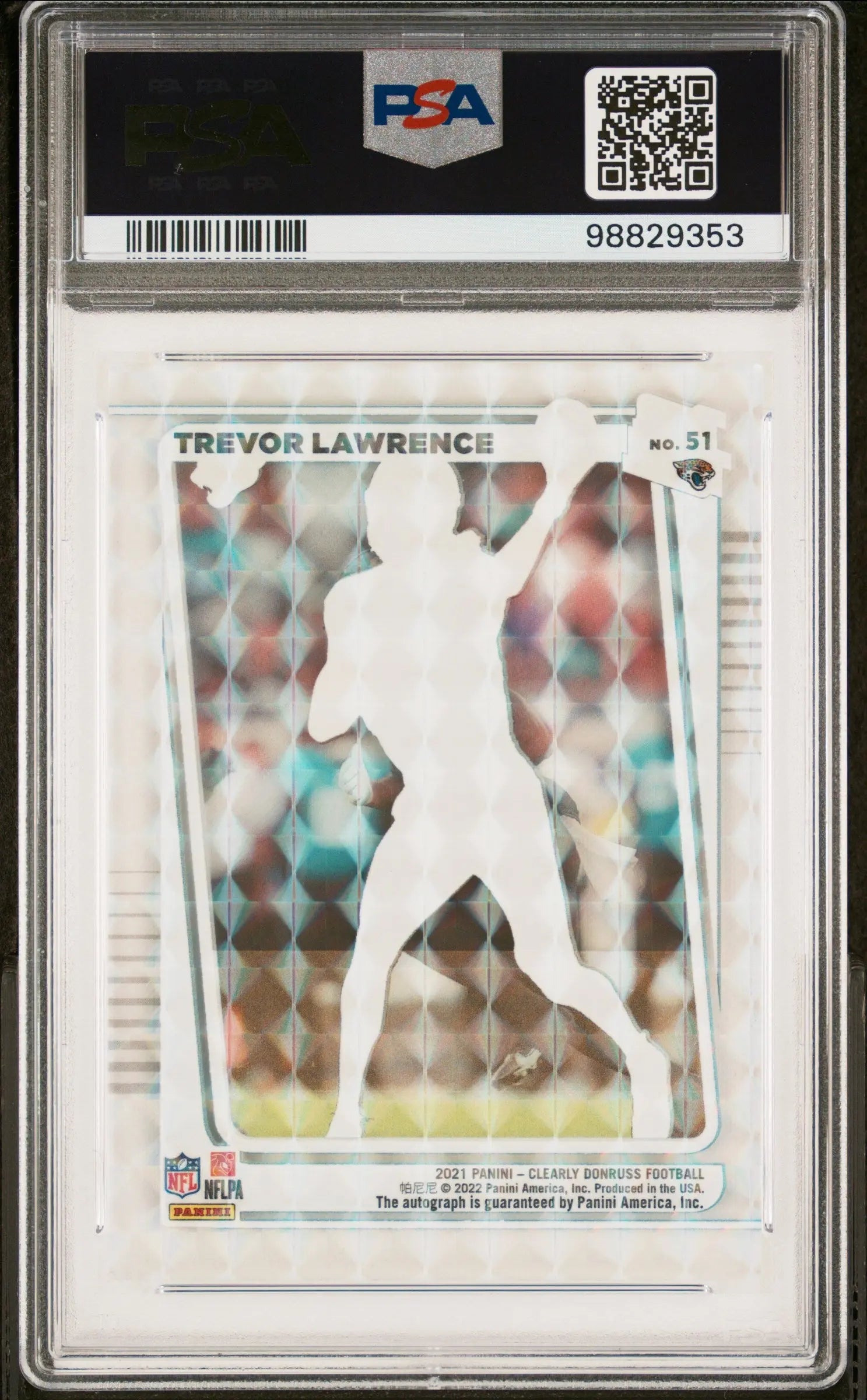 2021 Panini Clearly Donruss Trevor Lawrence Rated Rookie Auto Holo Mosaic PSA 9 Football Card - Collectible Sports Memorabilia for NFL Fans & Card Collectors - Perfect for Display, Investment, and Trading