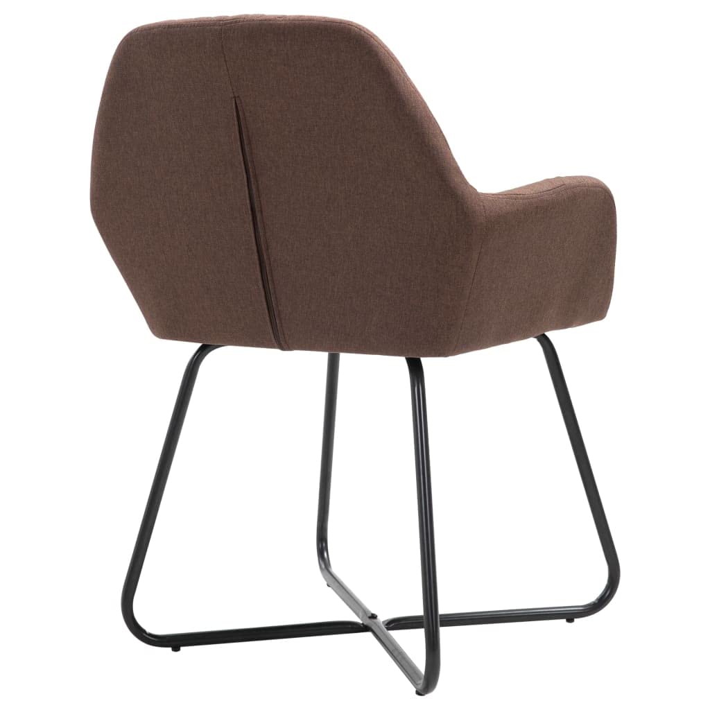 SKM Modern Dining Chairs Set of 2 - Brown Fabric Upholstered Kitchen Chairs with Sturdy Metal Legs - Comfortable Seating for Dining Room, Kitchen, Breakfast Nook & Small Spaces