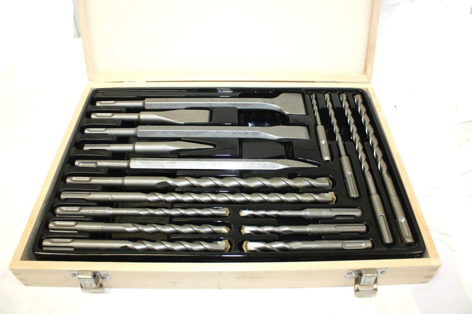 17-Piece SDS Plus Rotary Hammer Drill Bit and Chisel Set for Concrete, Masonry, Brick - Heavy Duty Multi-Bit Kit for Demolition, Drilling, Chiseling - Perfect for Construction, Renovation, and DIY Projects