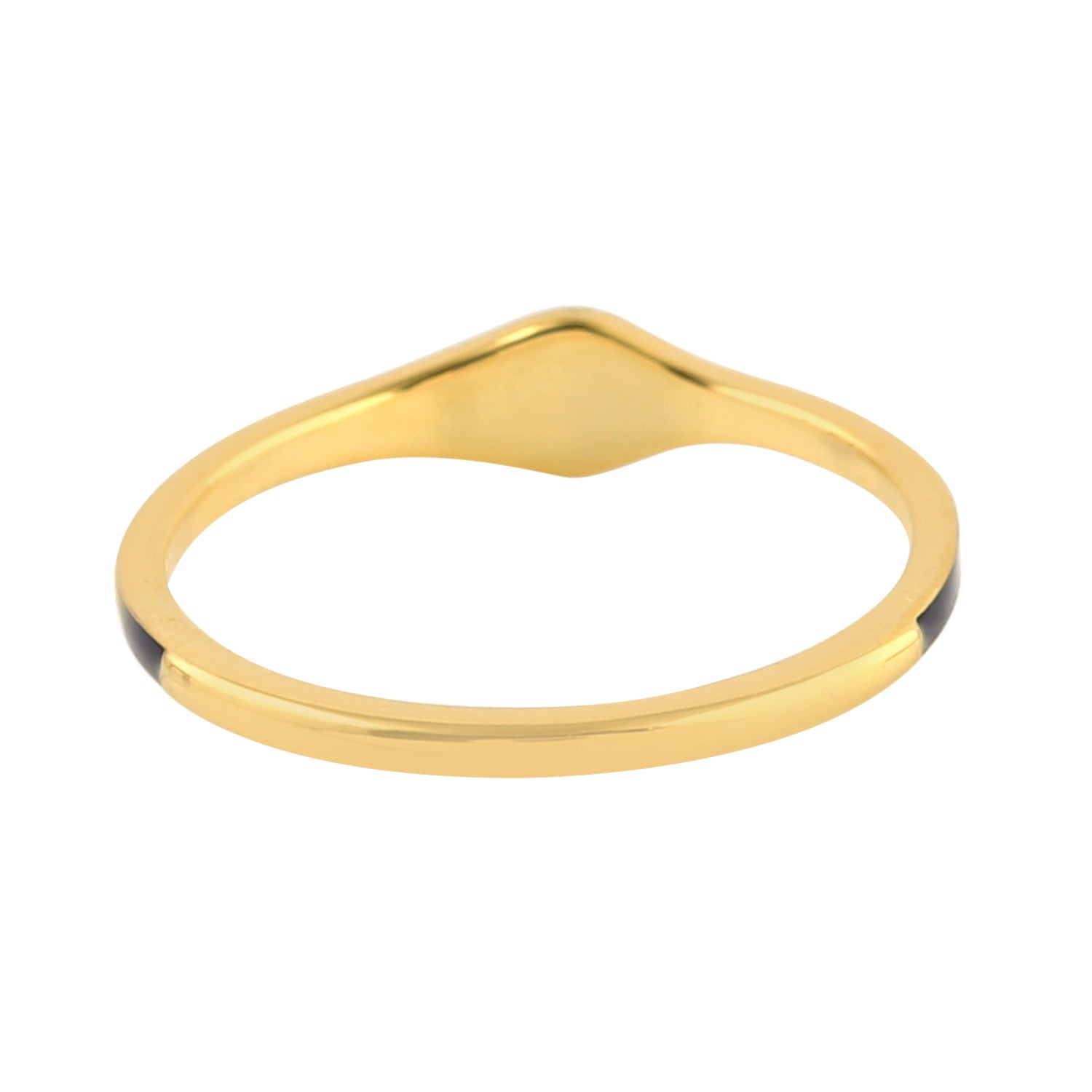 14K Yellow Gold Bezel Set Rose Cut Diamond Enamel Band Ring - Elegant Stackable Jewelry for Weddings, Anniversaries & Special Occasions