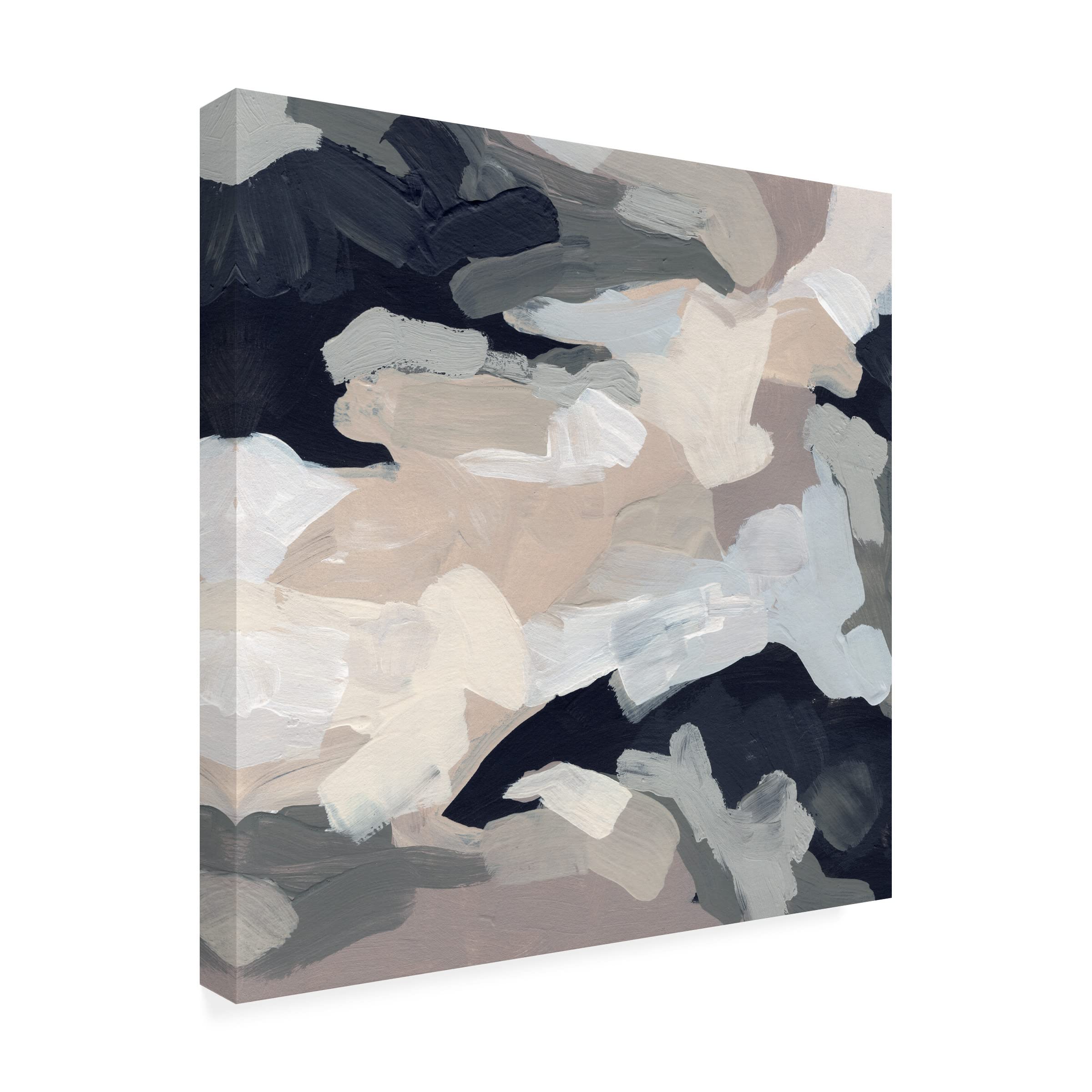 June Erica Vess 'Monochrome Currents I' Abstract Canvas Wall Art - Modern Home & Office Decor for Living Room, Bedroom or Workspace