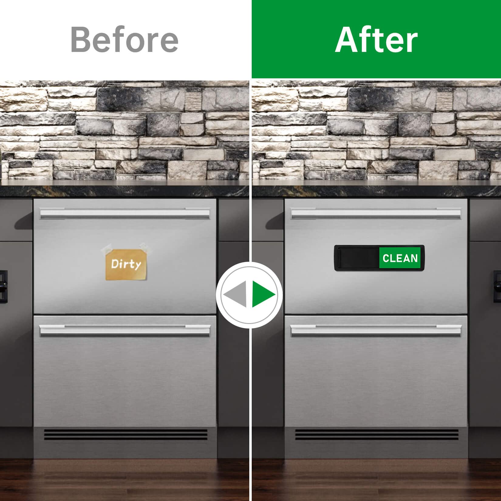 Dishwasher Magnet Clean Dirty Sign - Black Kitchen Appliance Indicator for Dishwasher, Fridge & Dish Bin - Perfect for Home, Office & Restaurant Use