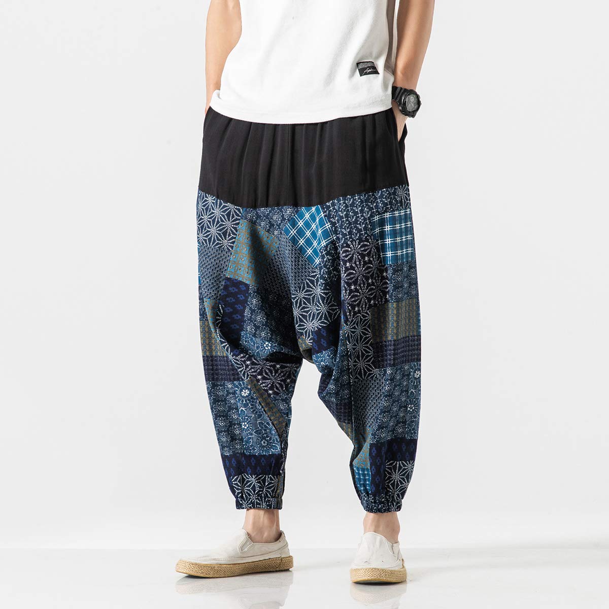Seidarise Men's Harem Pants - Drop Crotch Lounge Pants, Plus Size Genie Pants & Yoga Joggers for Men - Comfortable Balloon Pants for Meditation, Yoga, and Casual Wear