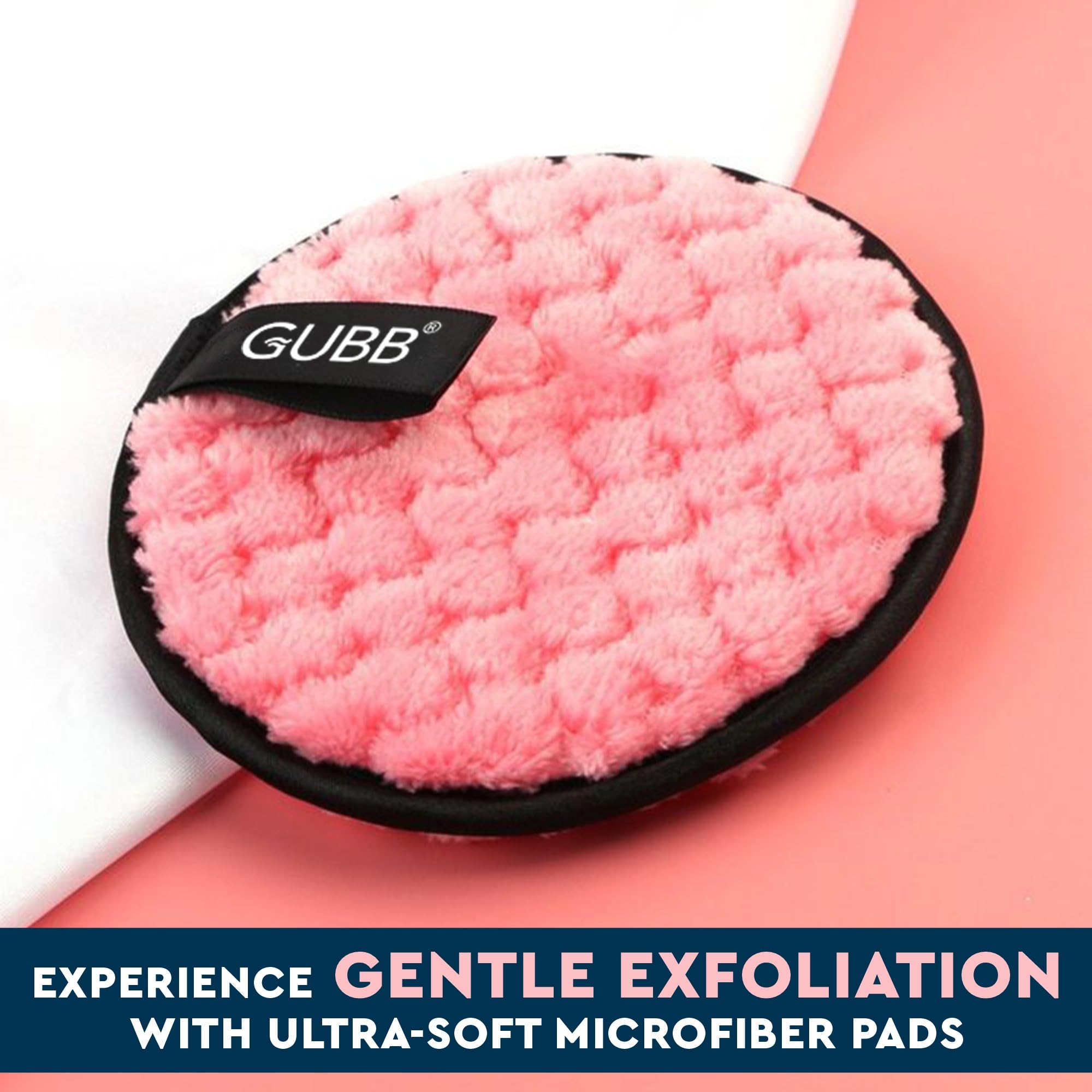 GUBB Reusable Makeup Remover Pads - Soft Double-Sided Microfiber Facial Cleansing Pads for Oily, Dry & Sensitive Skin | Washable Makeup Sponge Towels for Deep Cleansing | Pack of 2 (Purple & Pink) | Perfect for Travel, Daily Skincare & Eco-Friendly Beauty Routine