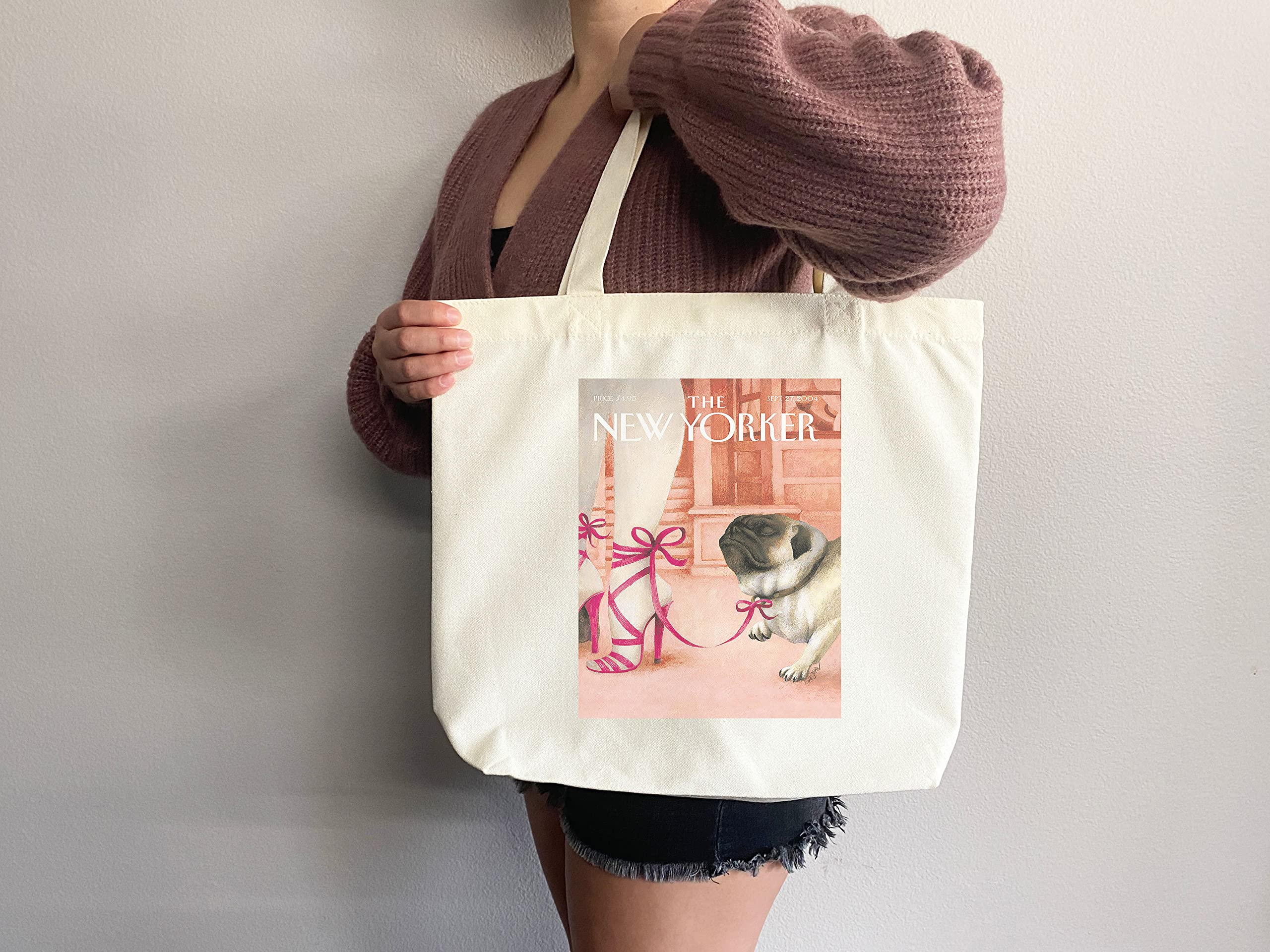 The New Yorker Tote Bag - Stylish Canvas Magazine Tote with Artistic Print, Aesthetic Everyday Carry Bag for Work, Shopping & Travel (Tote Bag Only)