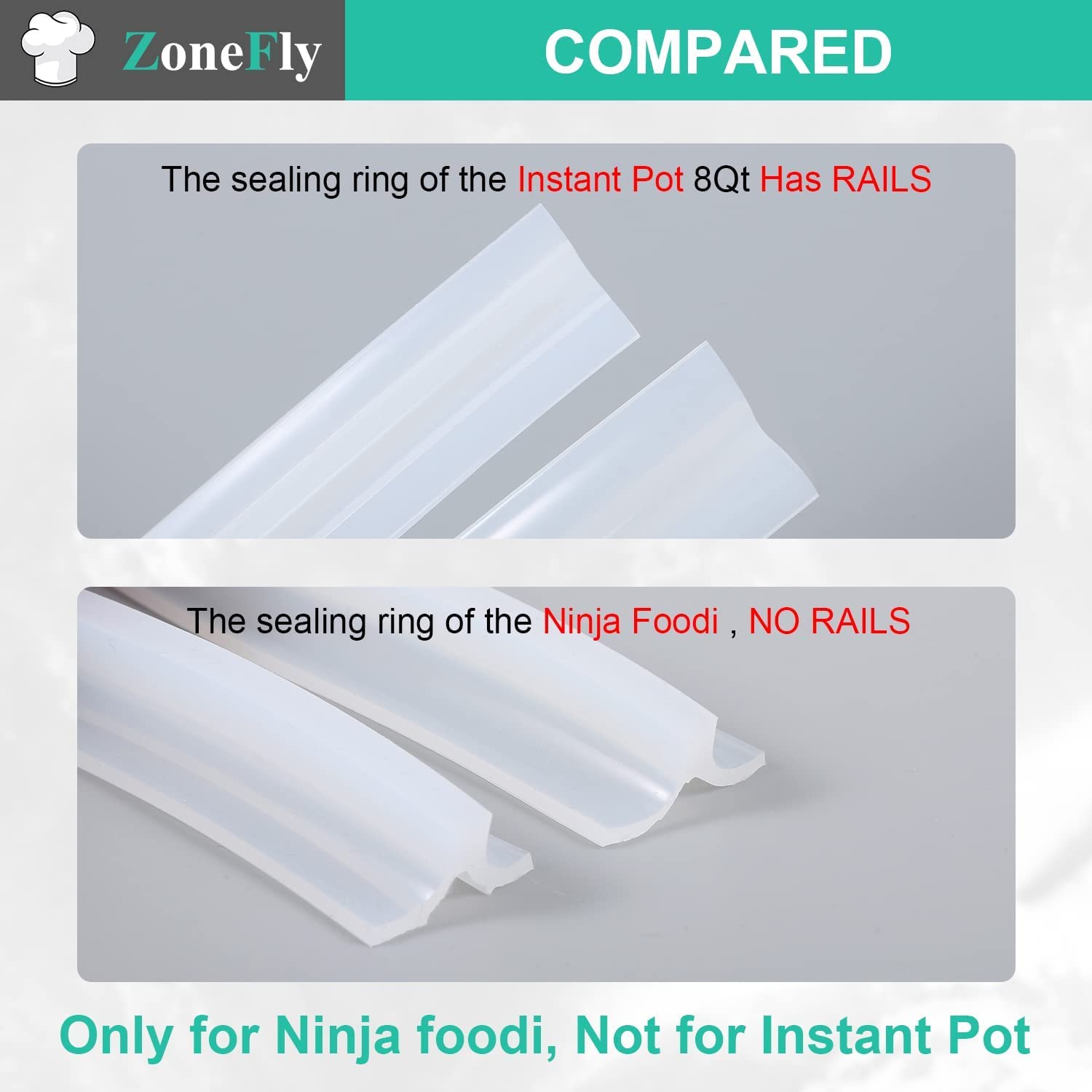 Original Silicone Sealing Ring Replacement for Ninja Foodi 6.5 & 8 Quart Pressure Cooker - 2 Pack Gasket Set - Perfect for Air Frying, Pressure Cooking & Steam Cooking in Ninja Foodi Multi-Cooker