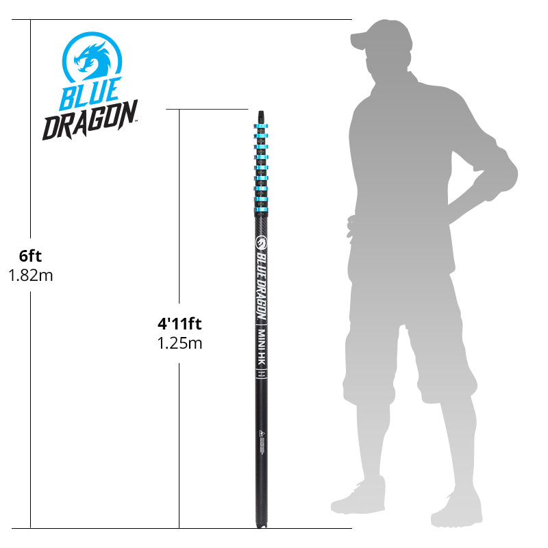 Blue Dragon Mini HK Water Fed Pole - Lightweight Telescopic Window Cleaning Pole for High Reach, Perfect for Home & Commercial Use - Ideal for Cleaning Windows, Gutters, and Solar Panels